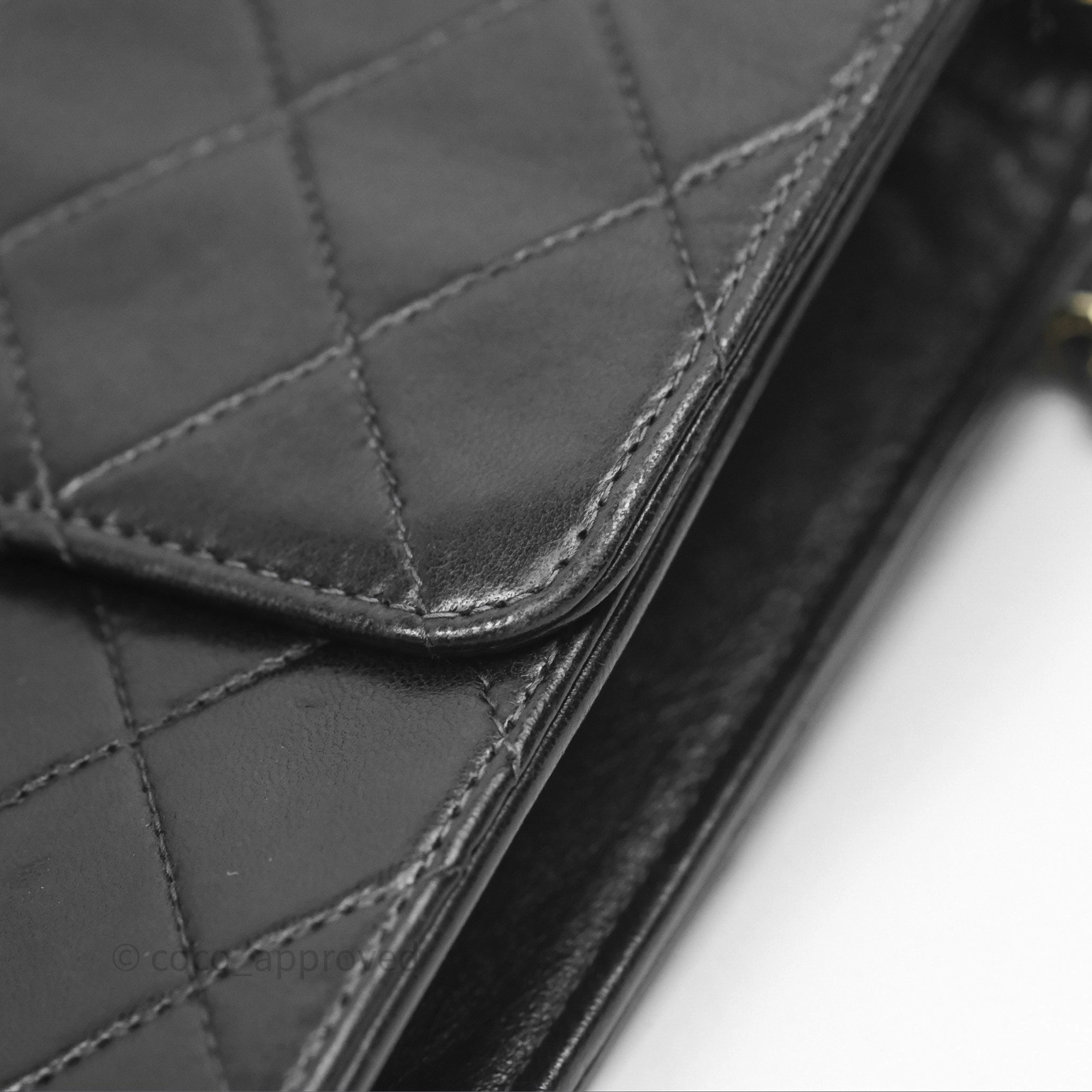 Chanel Vintage Quilted Flap Bag Black Lambskin 24K Gold Hardware