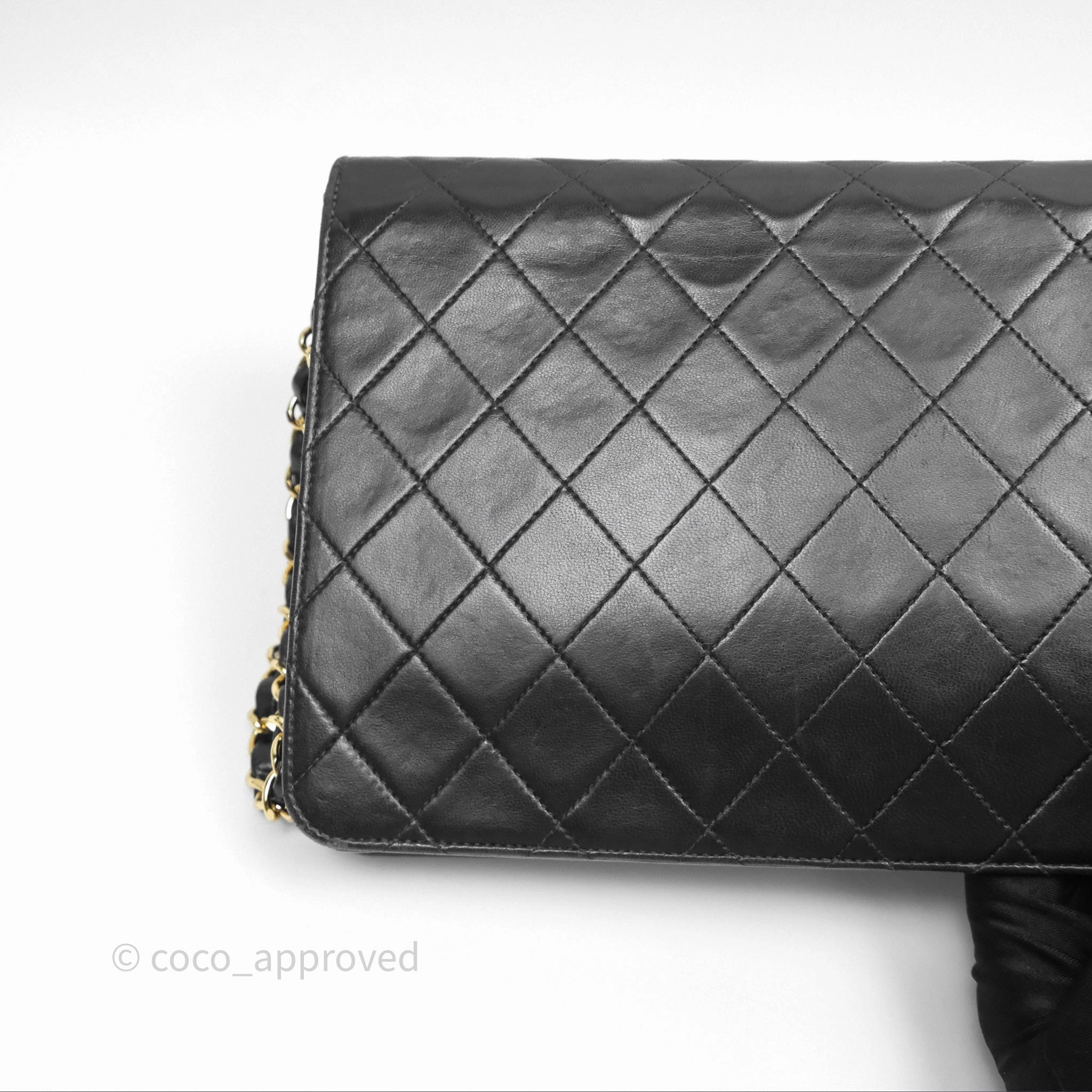 Chanel Vintage Quilted Flap Bag Black Lambskin 24K Gold Hardware