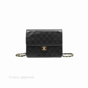 Chanel Vintage Quilted Flap Bag Black Lambskin 24K Gold Hardware