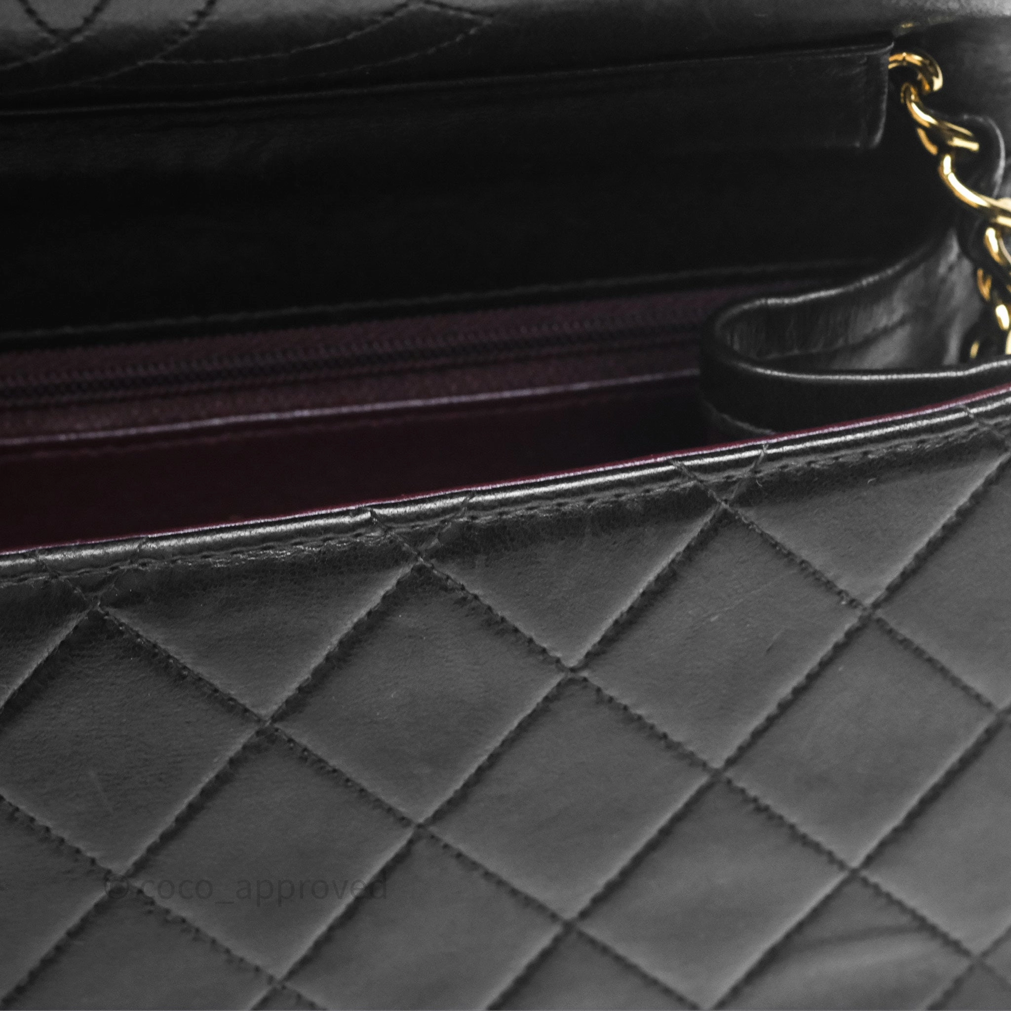 Chanel Vintage Quilted Flap Bag Black Lambskin 24K Gold Hardware