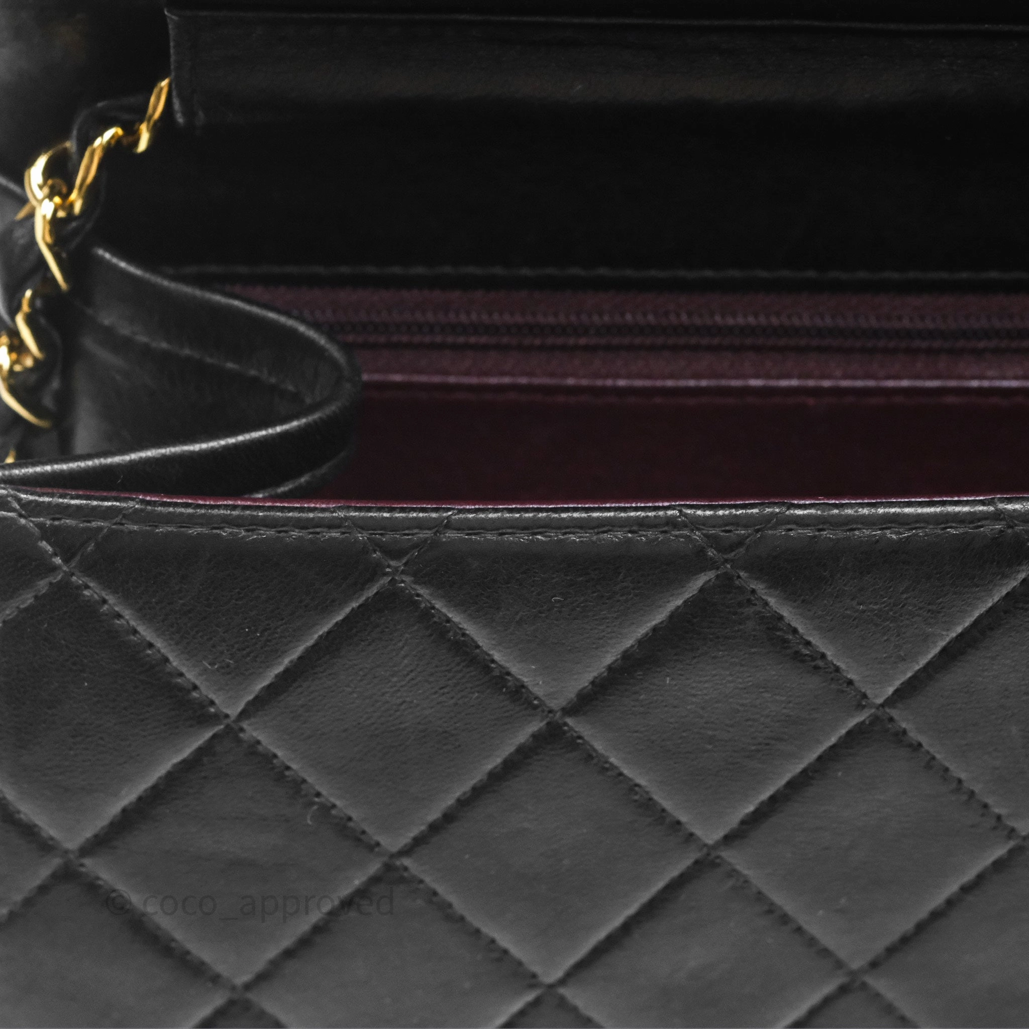 Chanel Vintage Quilted Flap Bag Black Lambskin 24K Gold Hardware