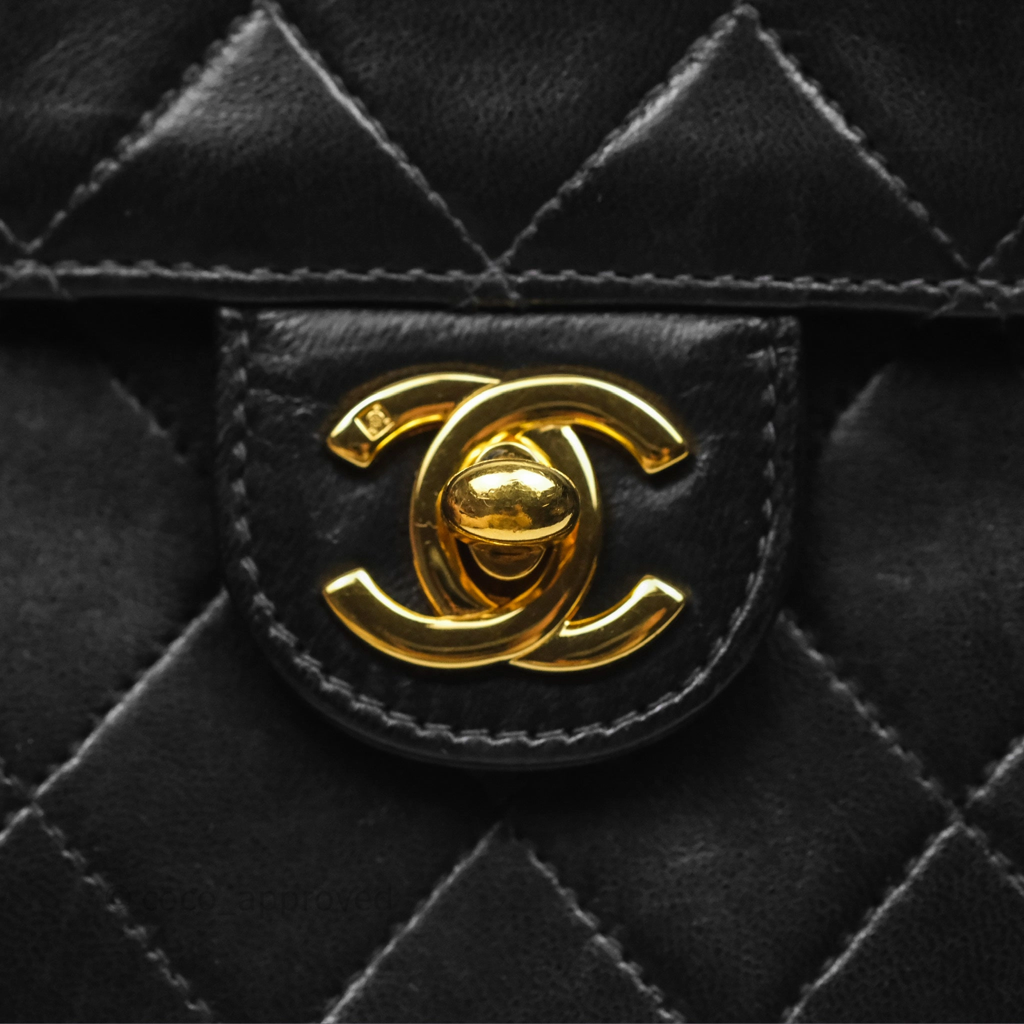 Chanel Vintage Quilted Flap Bag Black Lambskin 24K Gold Hardware