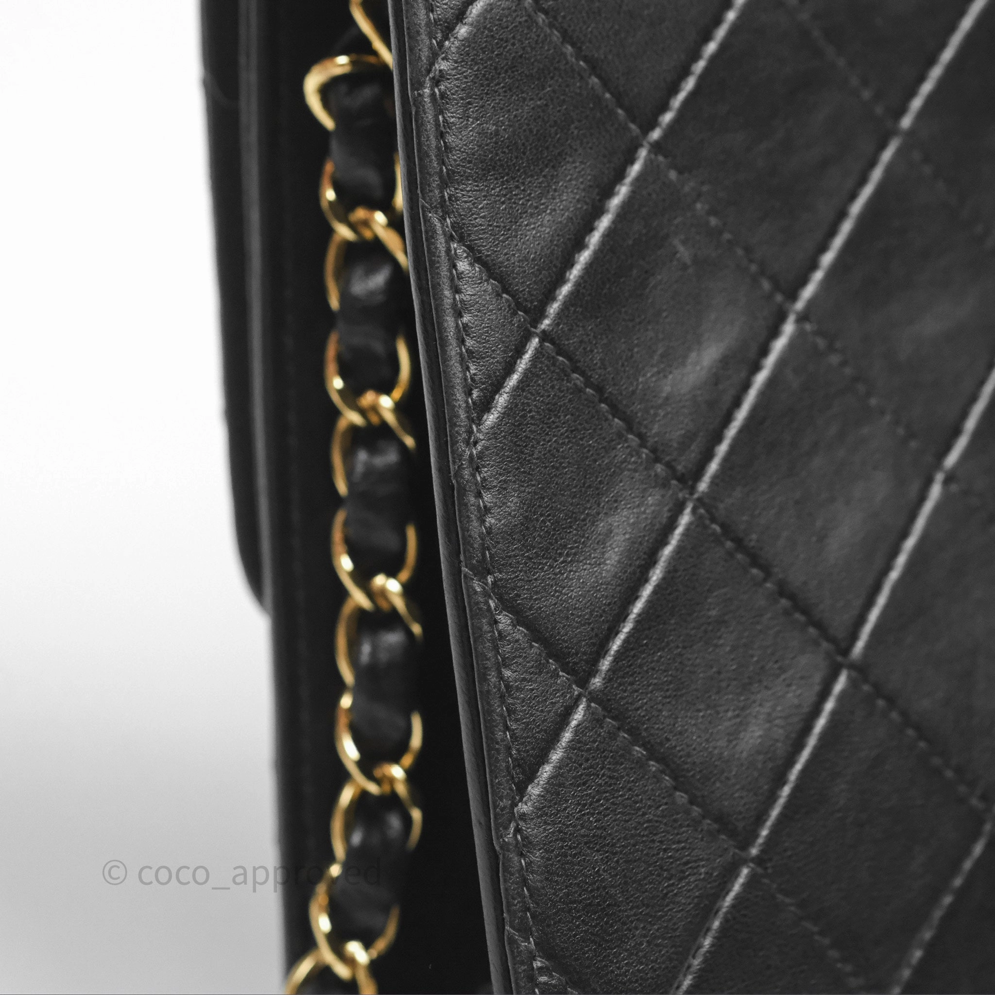 Chanel Vintage Quilted Flap Bag Black Lambskin 24K Gold Hardware