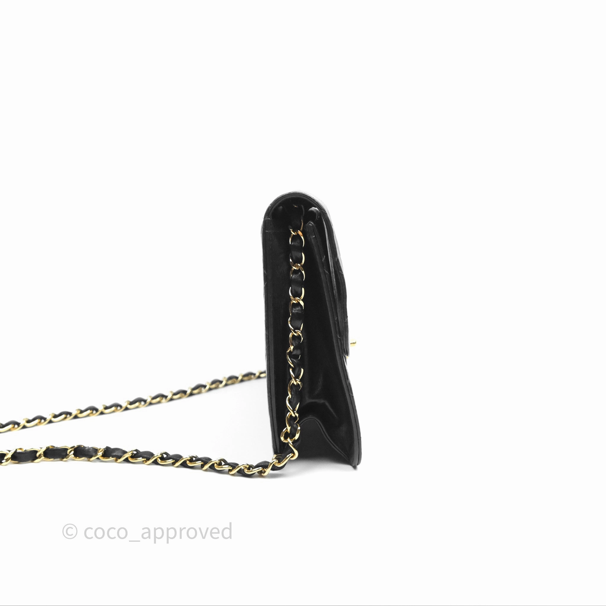 Chanel Vintage Quilted Flap Bag Black Lambskin 24K Gold Hardware