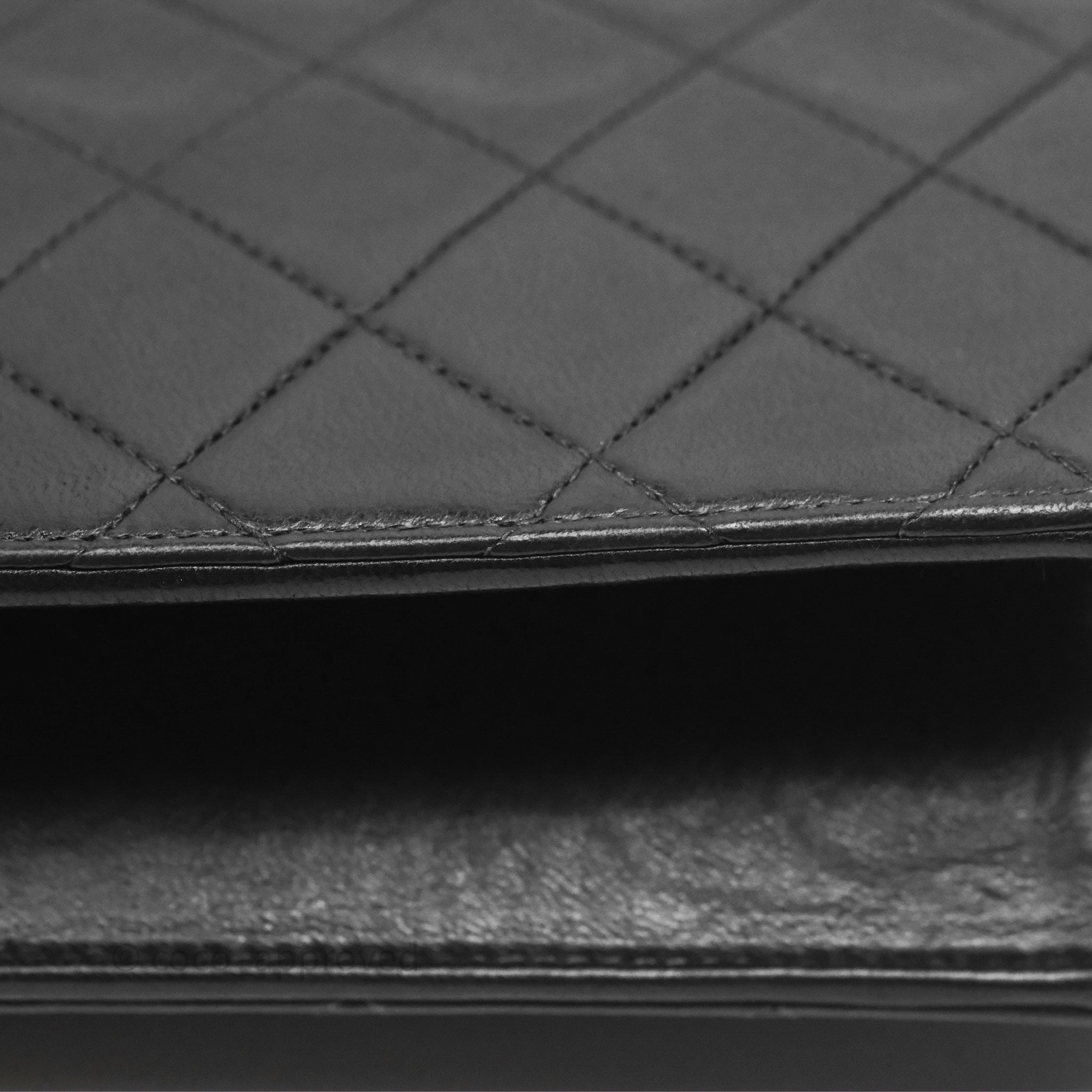 Chanel Vintage Quilted Flap Bag Black Lambskin 24K Gold Hardware
