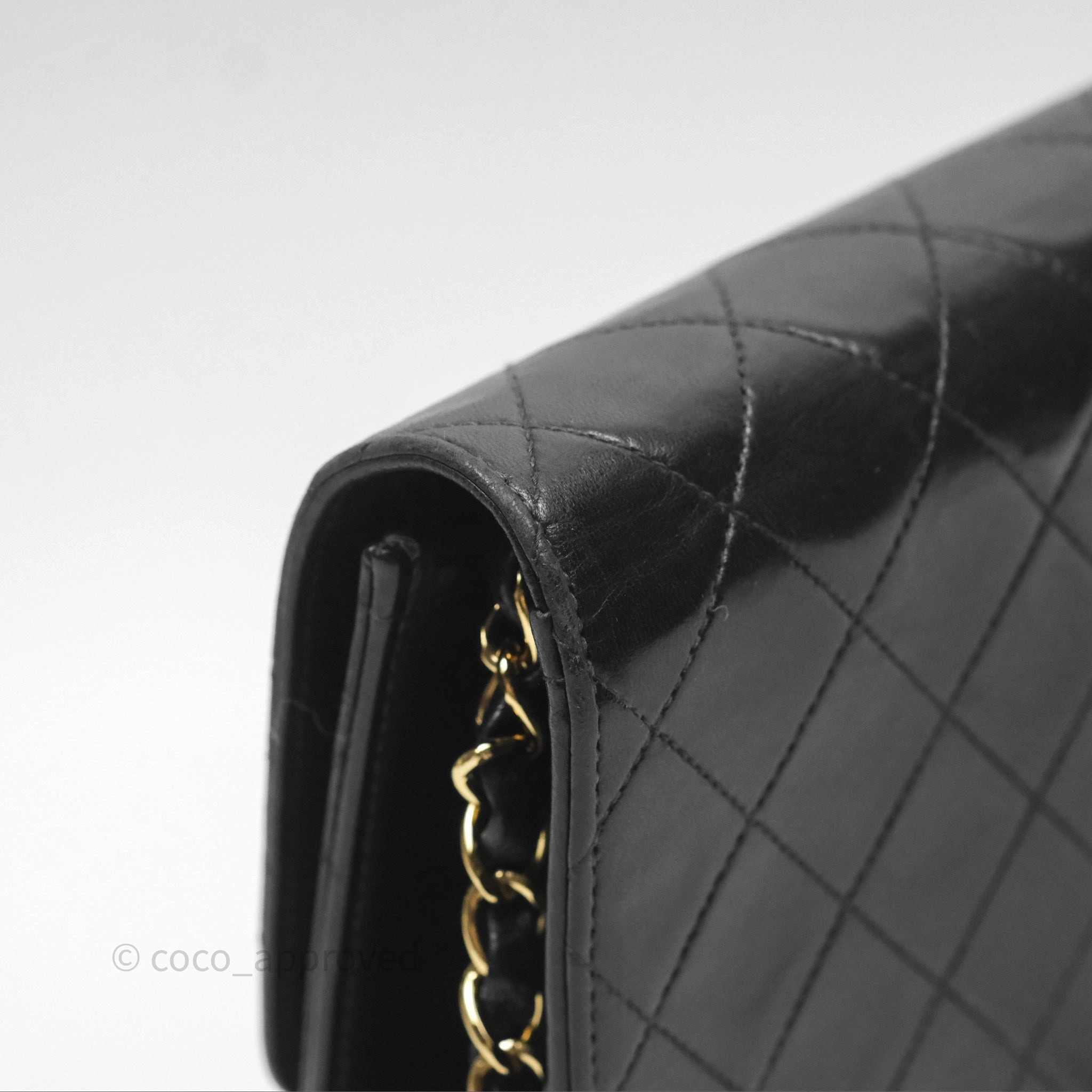 Chanel Vintage Quilted Flap Bag Black Lambskin 24K Gold Hardware