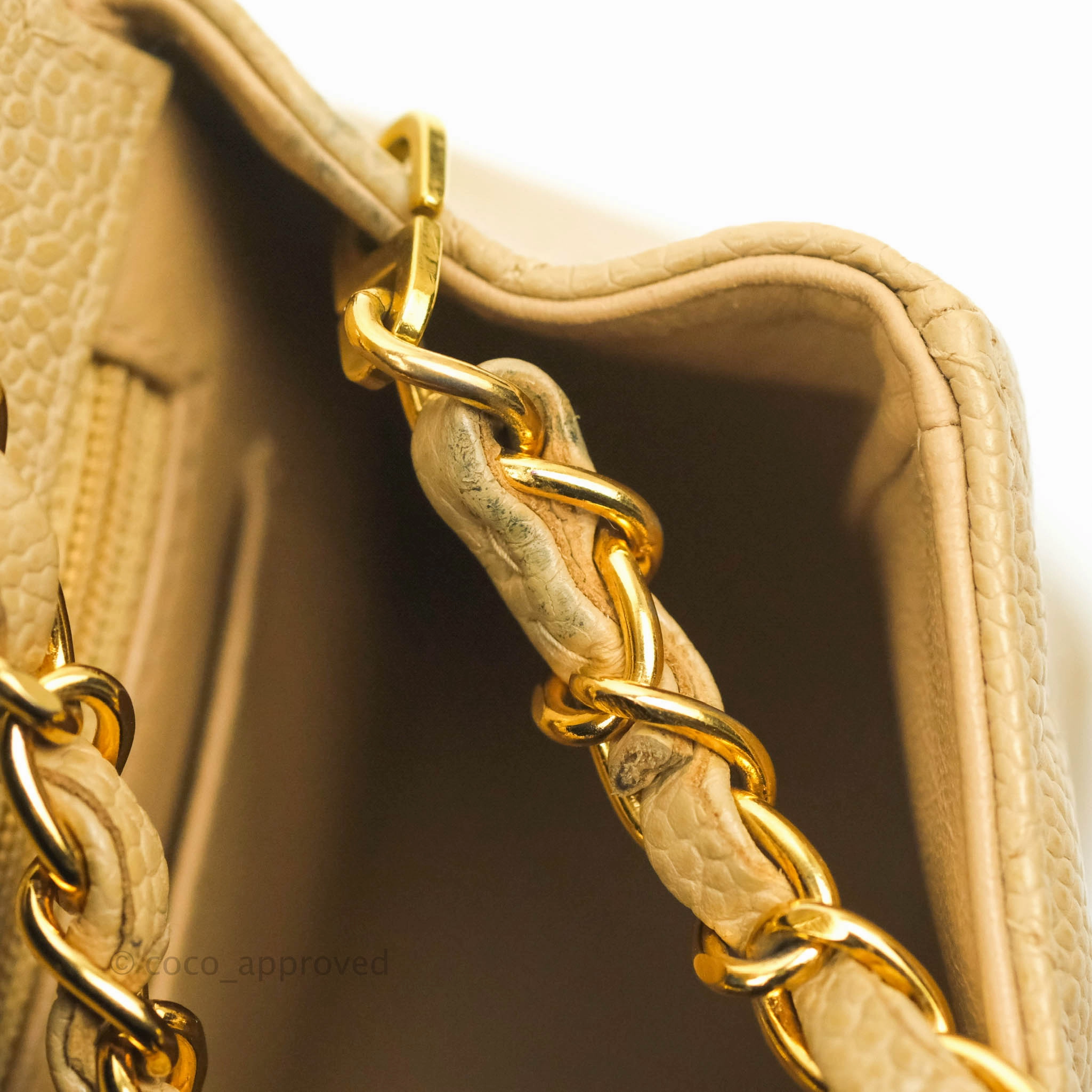 Chanel Vintage Quilted Mini Square Dark Beige Caviar 24K Gold Hardware