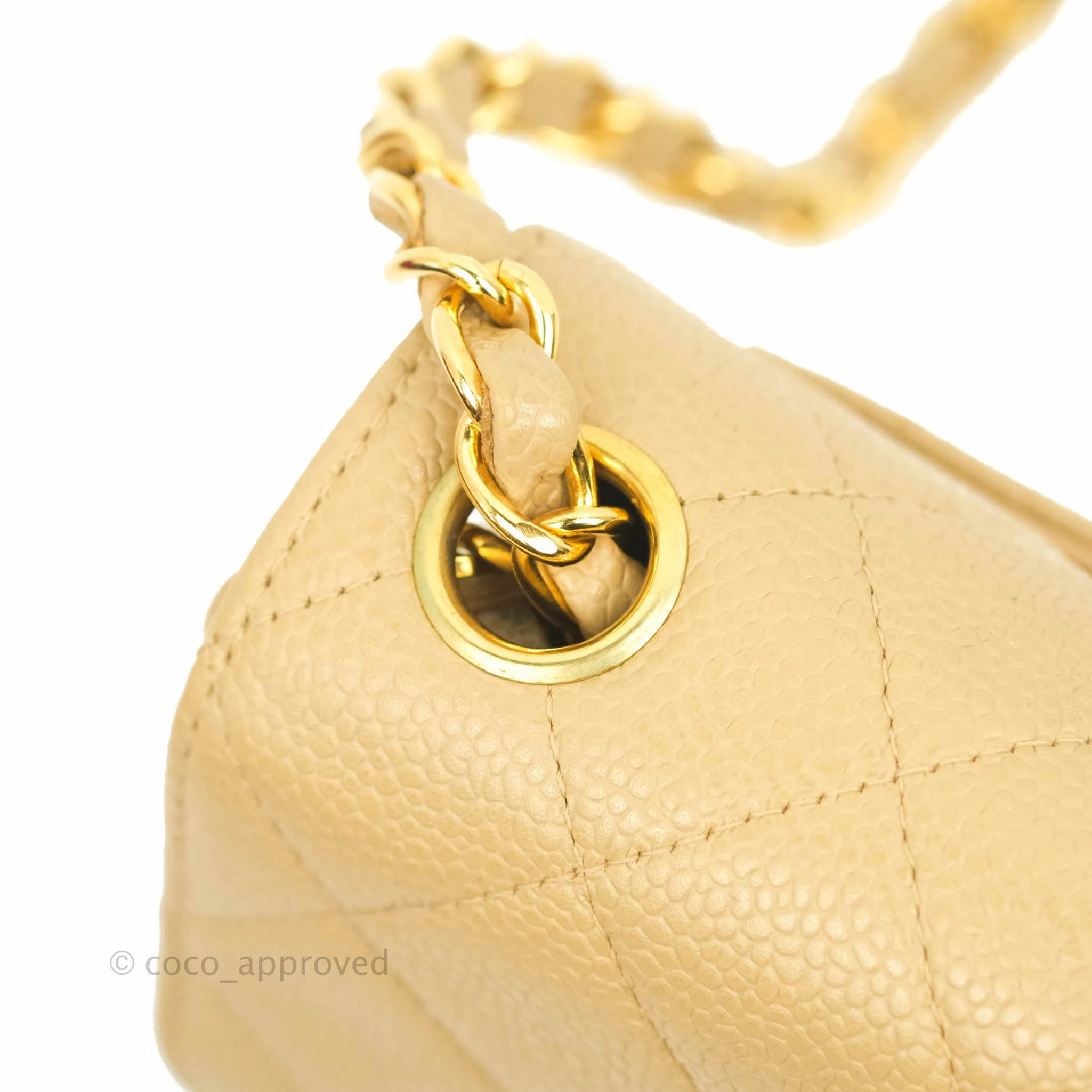 Chanel Vintage Quilted Mini Square Dark Beige Caviar 24K Gold Hardware