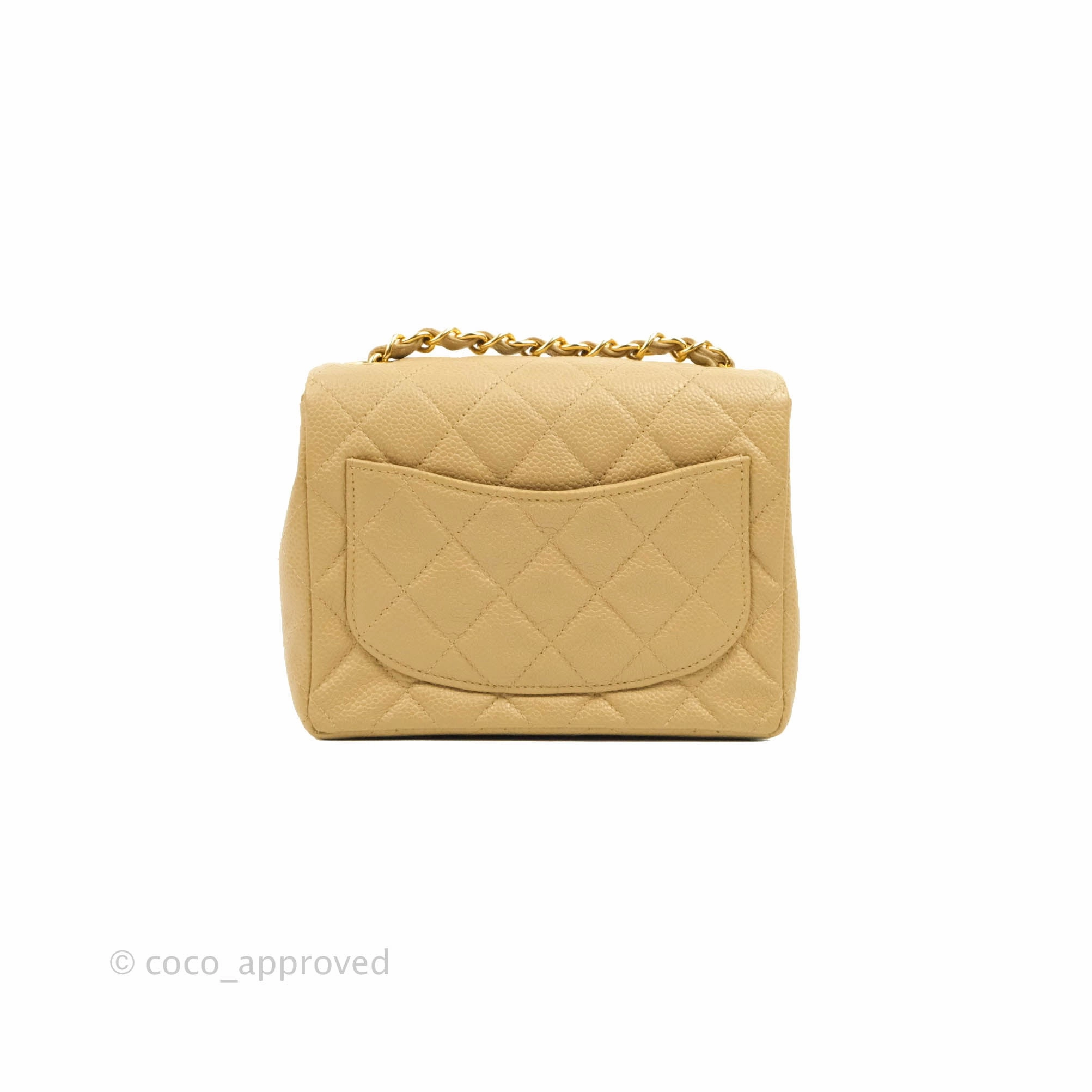 Chanel Vintage Quilted Mini Square Dark Beige Caviar 24K Gold Hardware