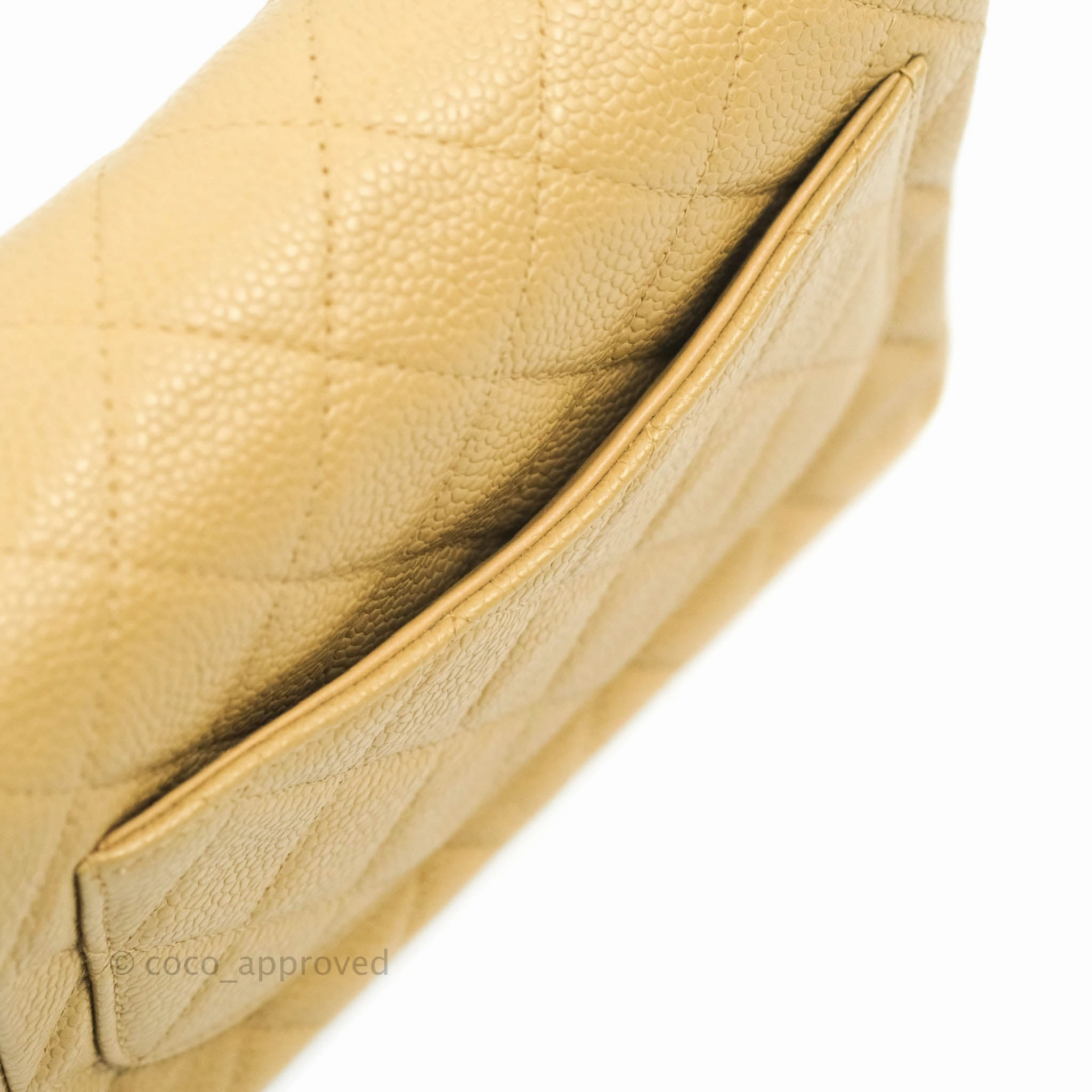 Chanel Vintage Quilted Mini Square Dark Beige Caviar 24K Gold Hardware