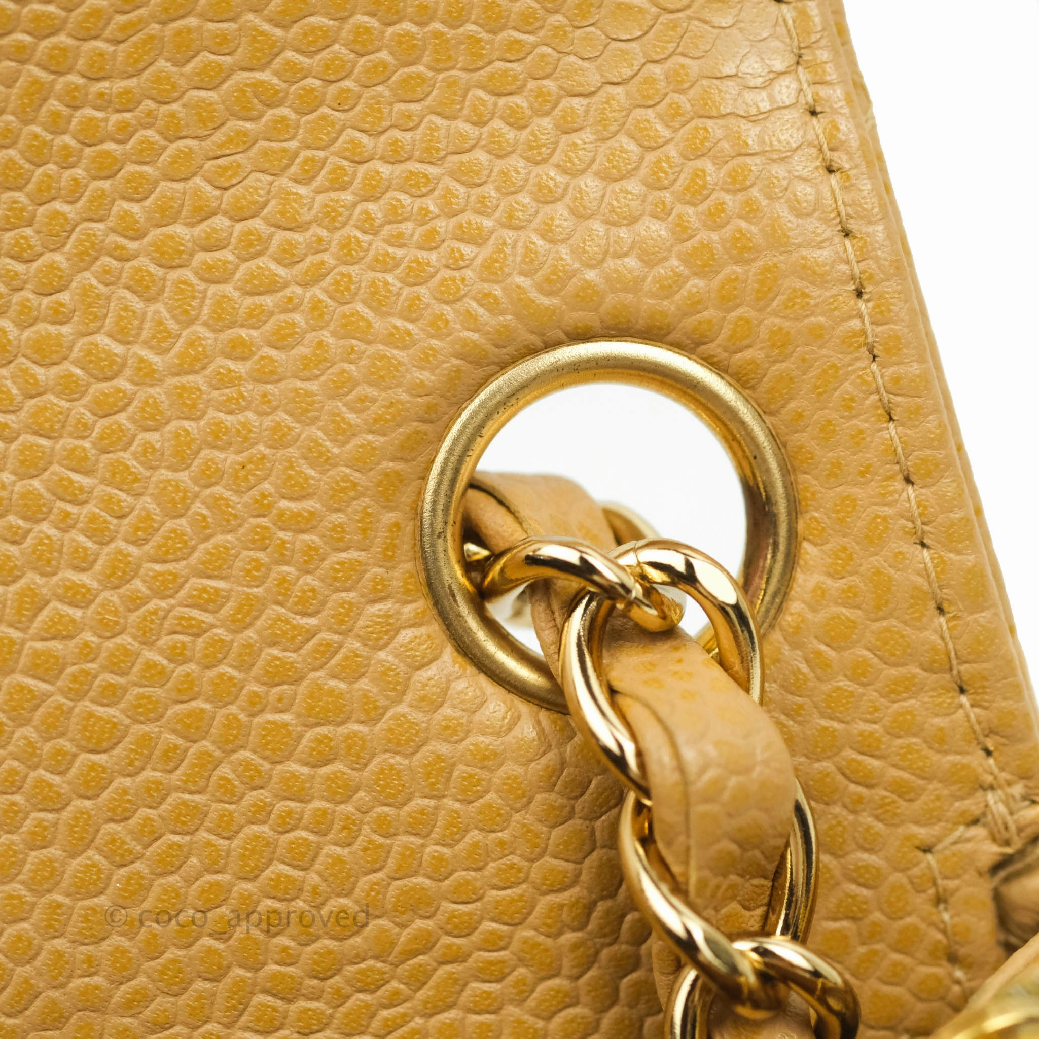 Chanel Vintage Quilted Mini Square Dark Beige Caviar 24K Gold Hardware