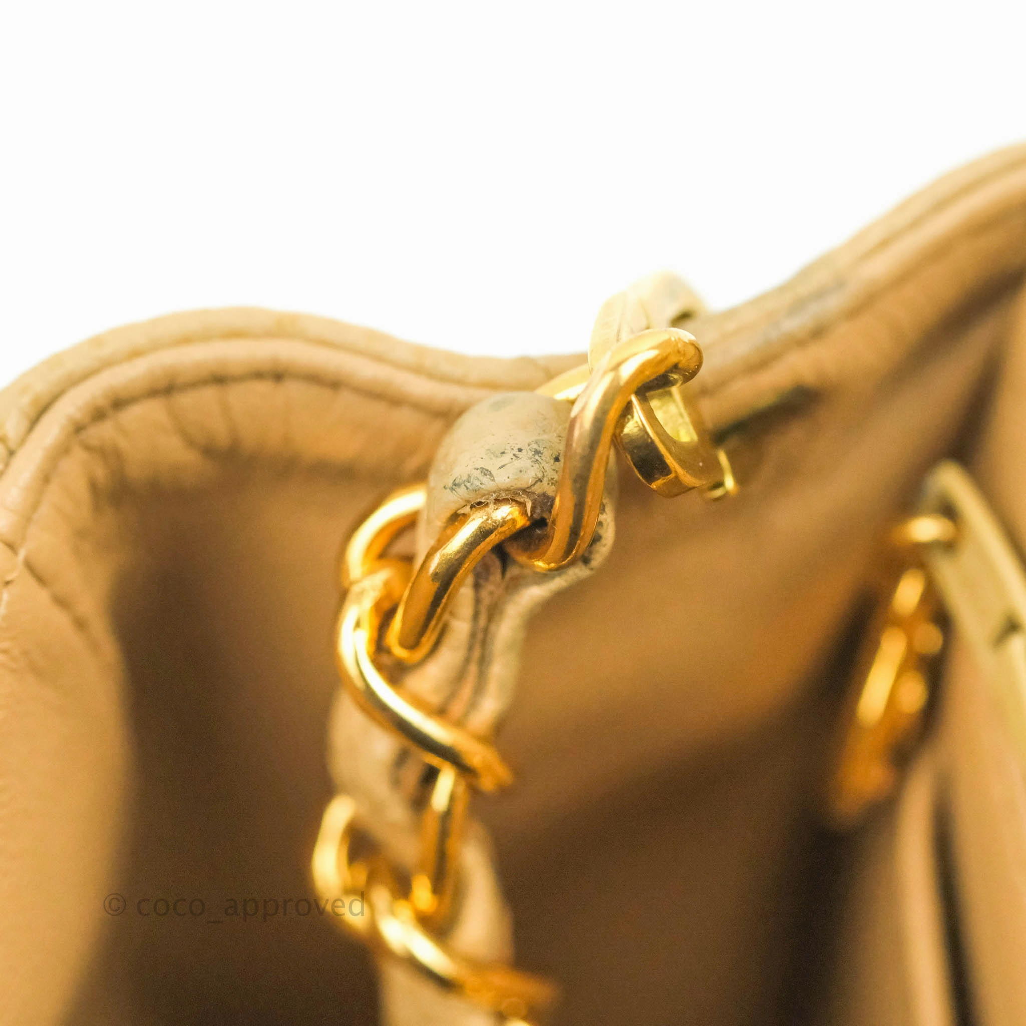 Chanel Vintage Quilted Mini Square Dark Beige Caviar 24K Gold Hardware