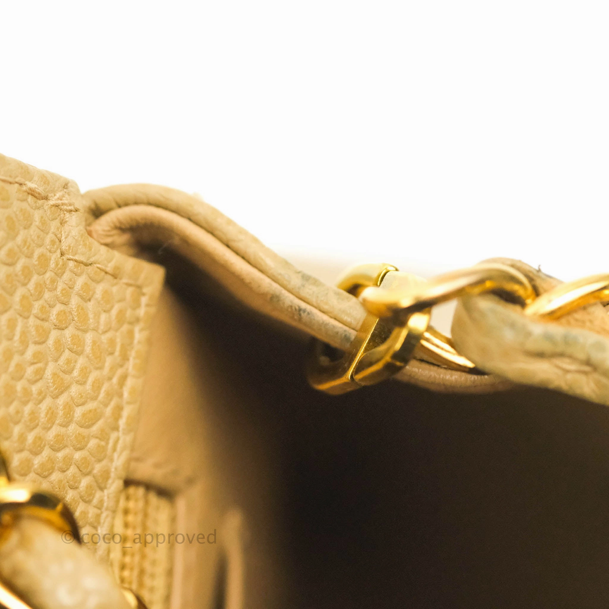 Chanel Vintage Quilted Mini Square Dark Beige Caviar 24K Gold Hardware