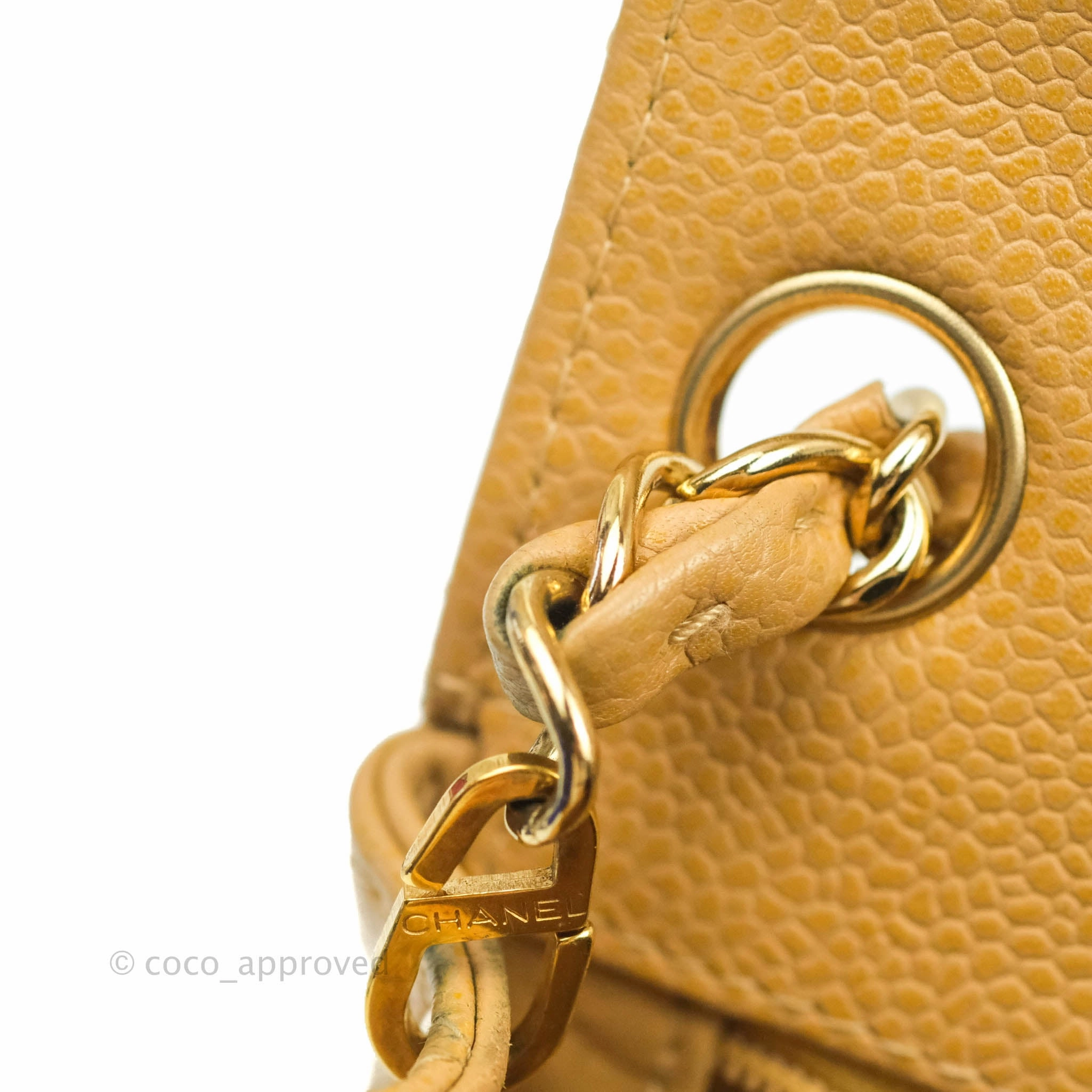 Chanel Vintage Quilted Mini Square Dark Beige Caviar 24K Gold Hardware