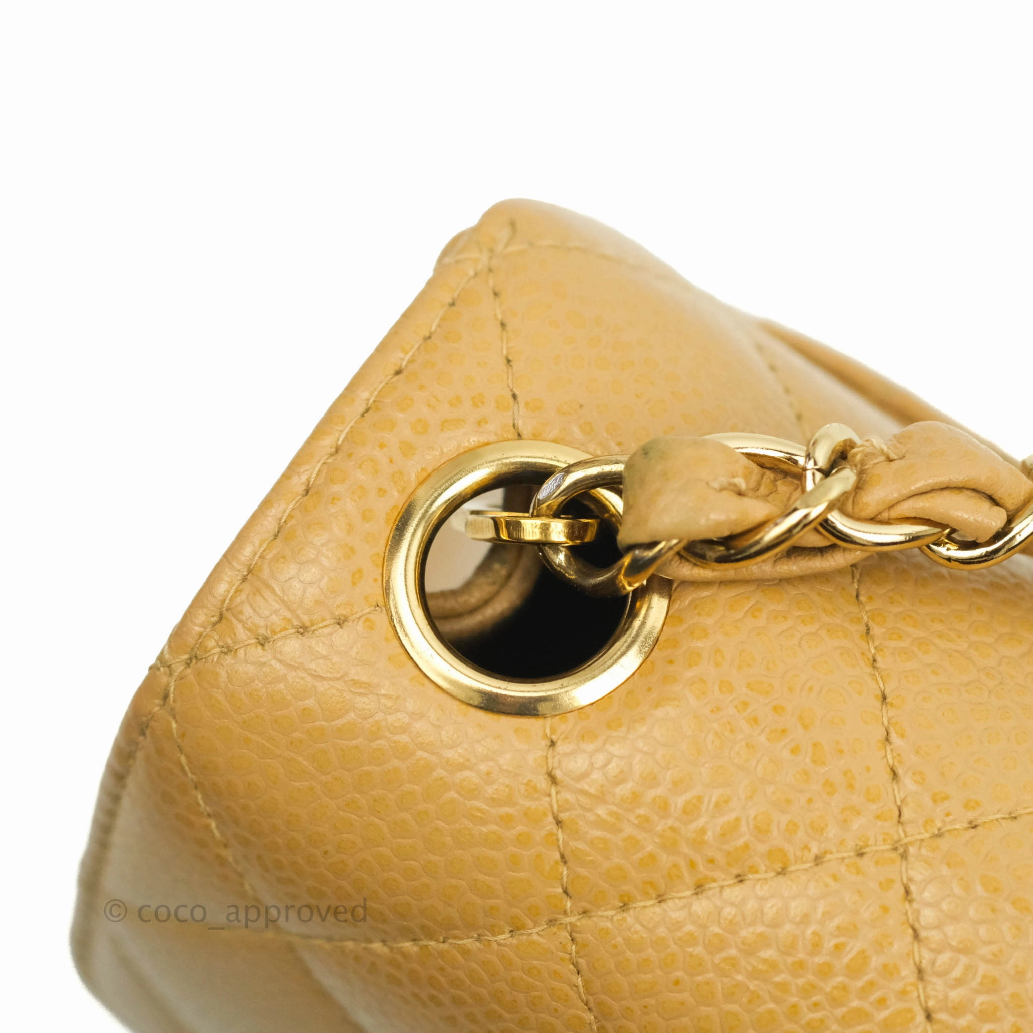 Chanel Vintage Quilted Mini Square Dark Beige Caviar 24K Gold Hardware