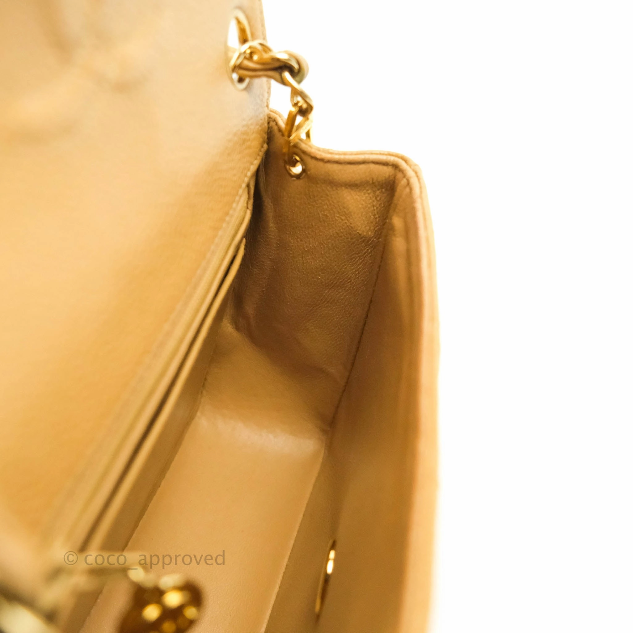Chanel Vintage Quilted Mini Square Dark Beige Caviar 24K Gold Hardware