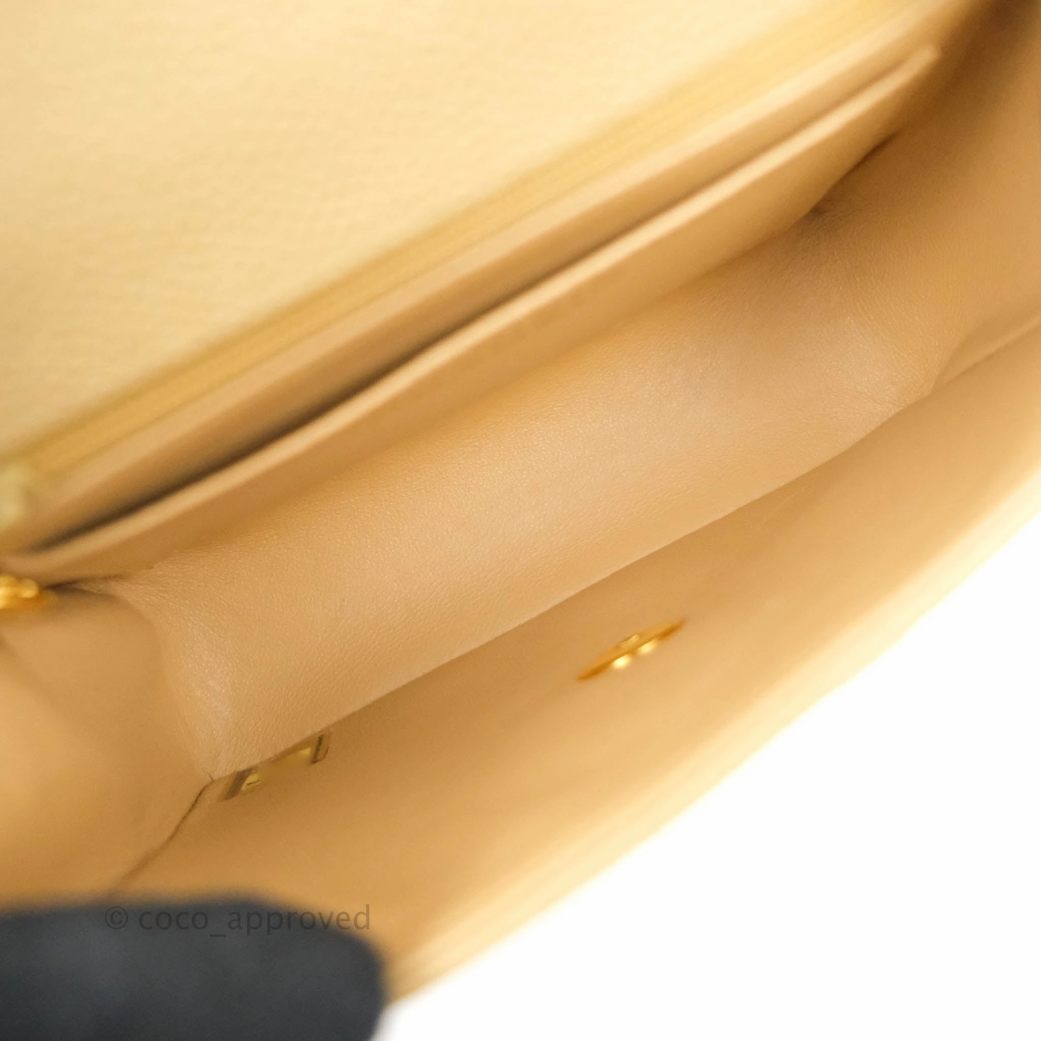 Chanel Vintage Quilted Mini Square Dark Beige Caviar 24K Gold Hardware