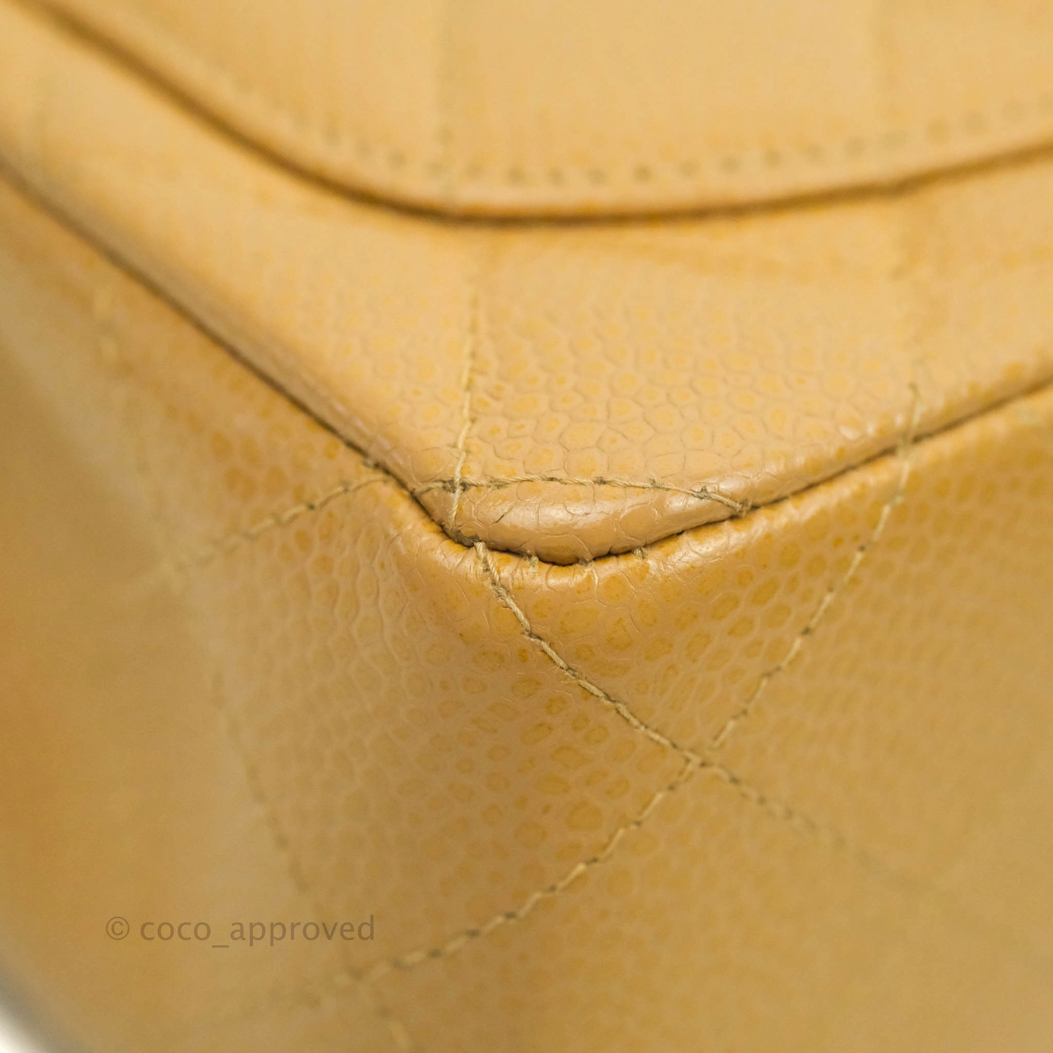 Chanel Vintage Quilted Mini Square Dark Beige Caviar 24K Gold Hardware