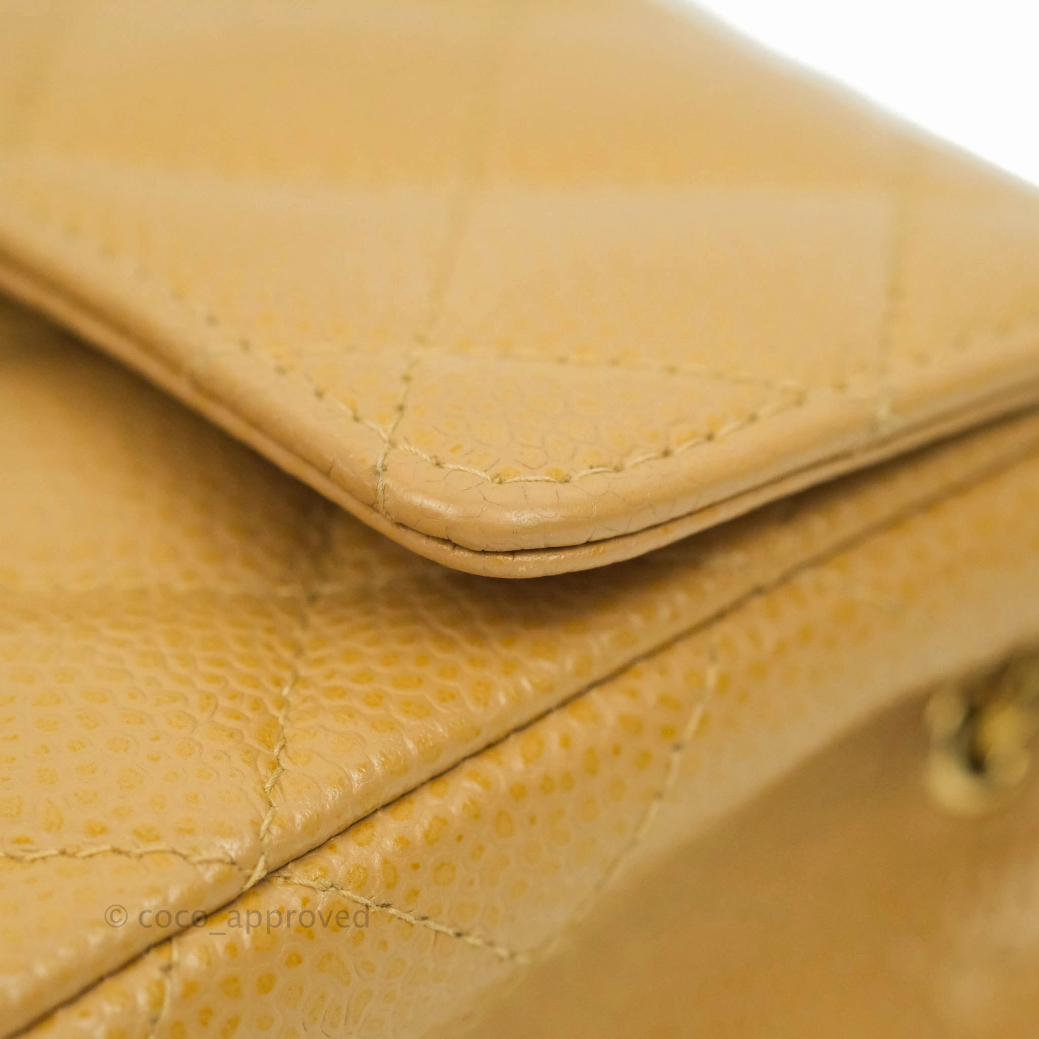 Chanel Vintage Quilted Mini Square Dark Beige Caviar 24K Gold Hardware