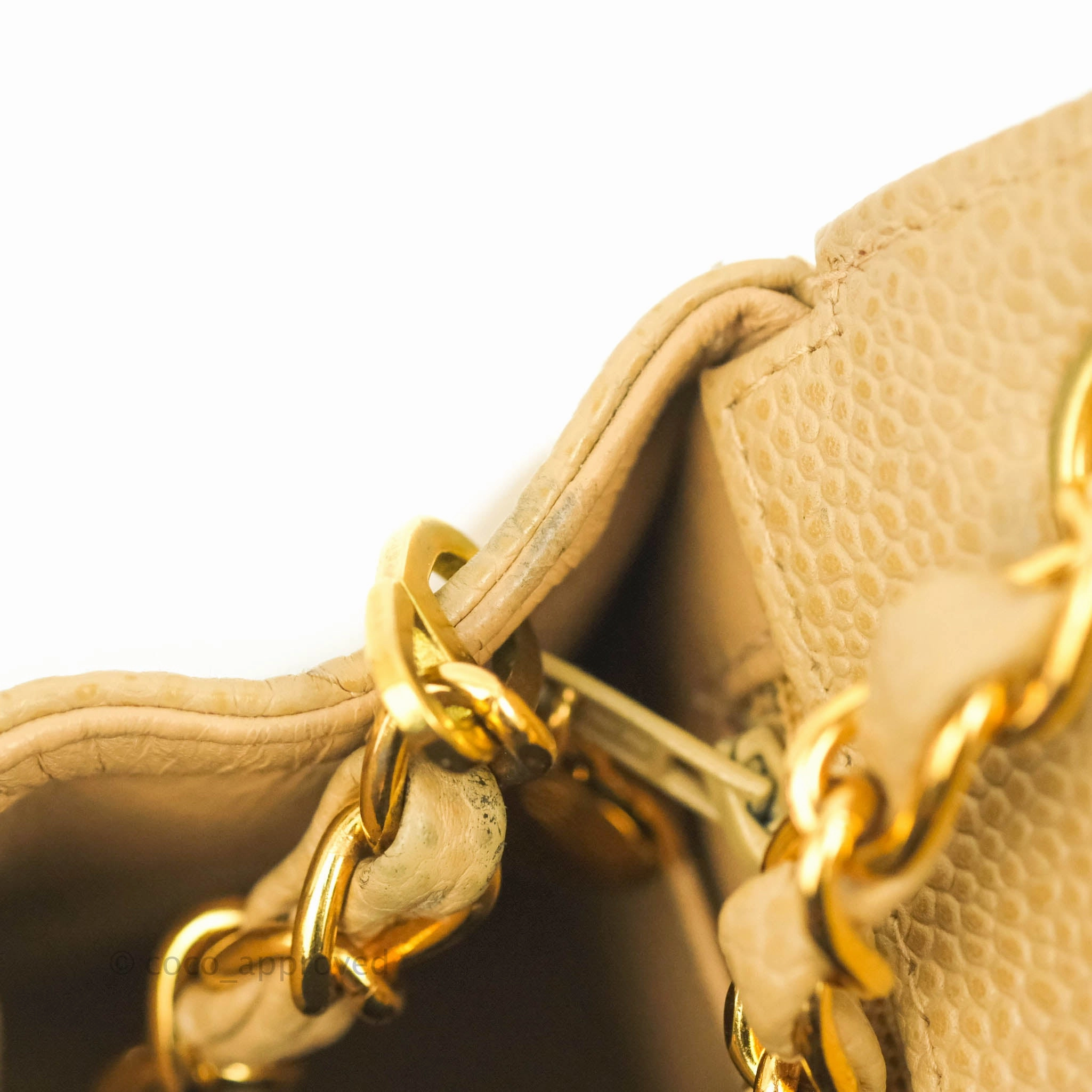 Chanel Vintage Quilted Mini Square Dark Beige Caviar 24K Gold Hardware