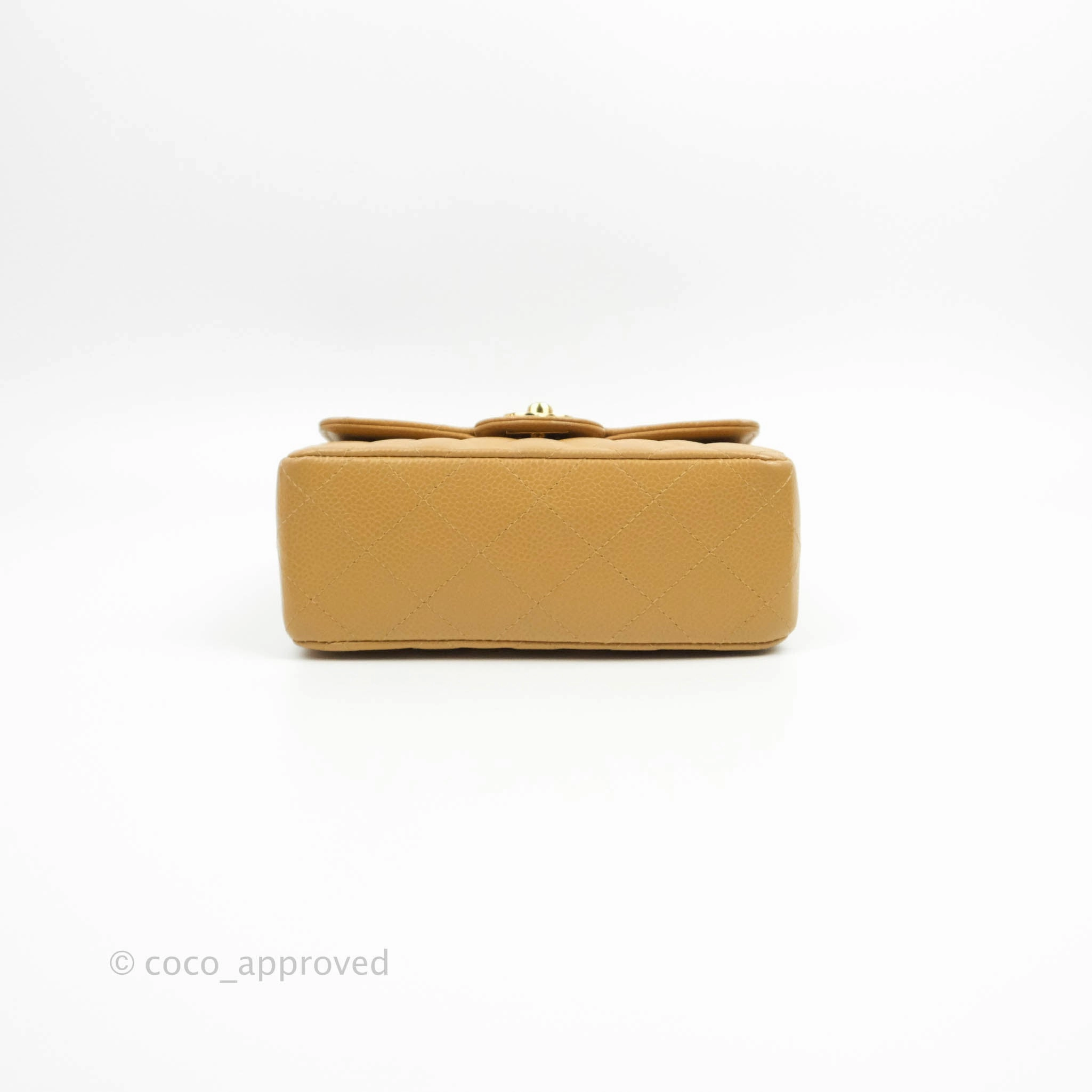 Chanel Vintage Quilted Mini Square Dark Beige Caviar 24K Gold Hardware