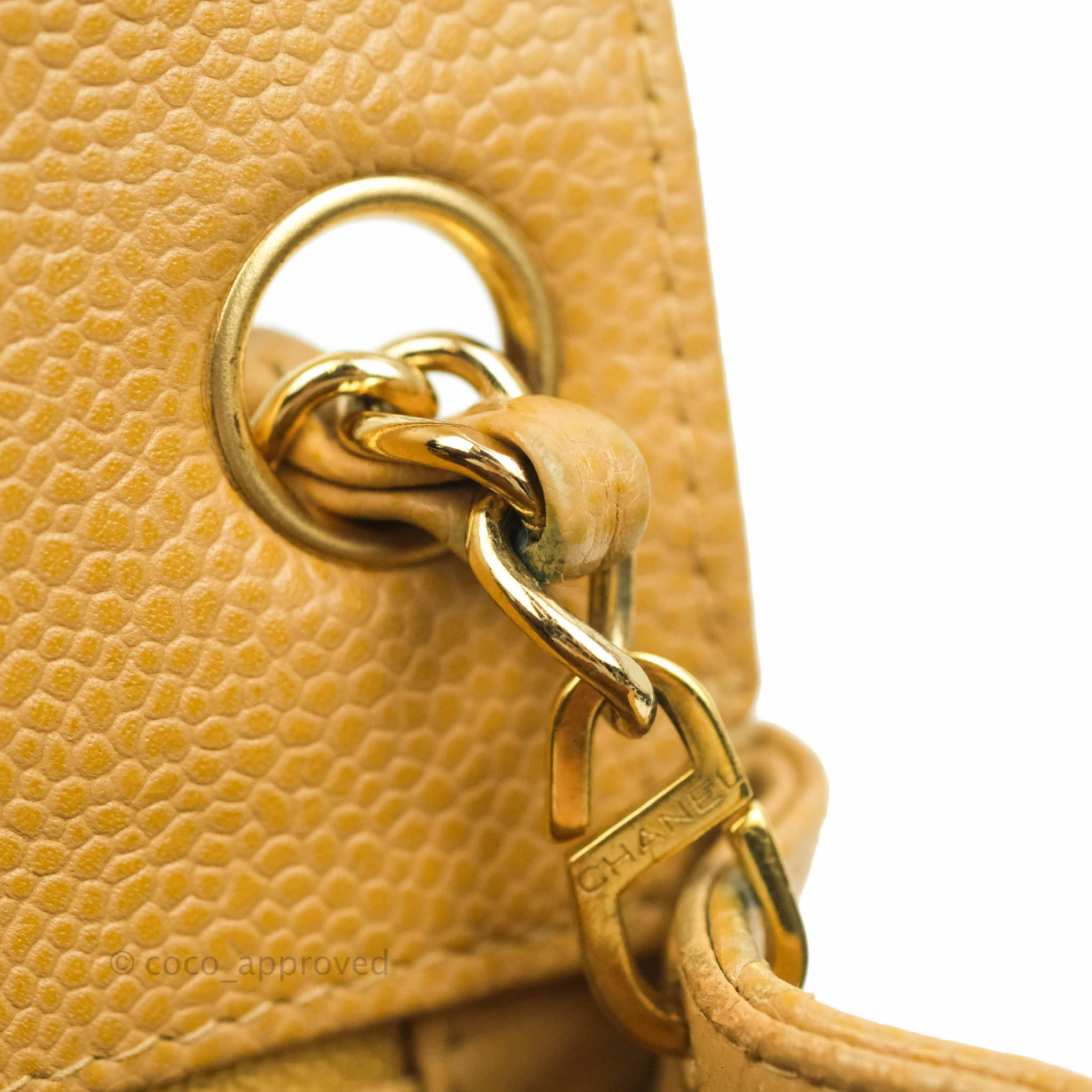 Chanel Vintage Quilted Mini Square Dark Beige Caviar 24K Gold Hardware