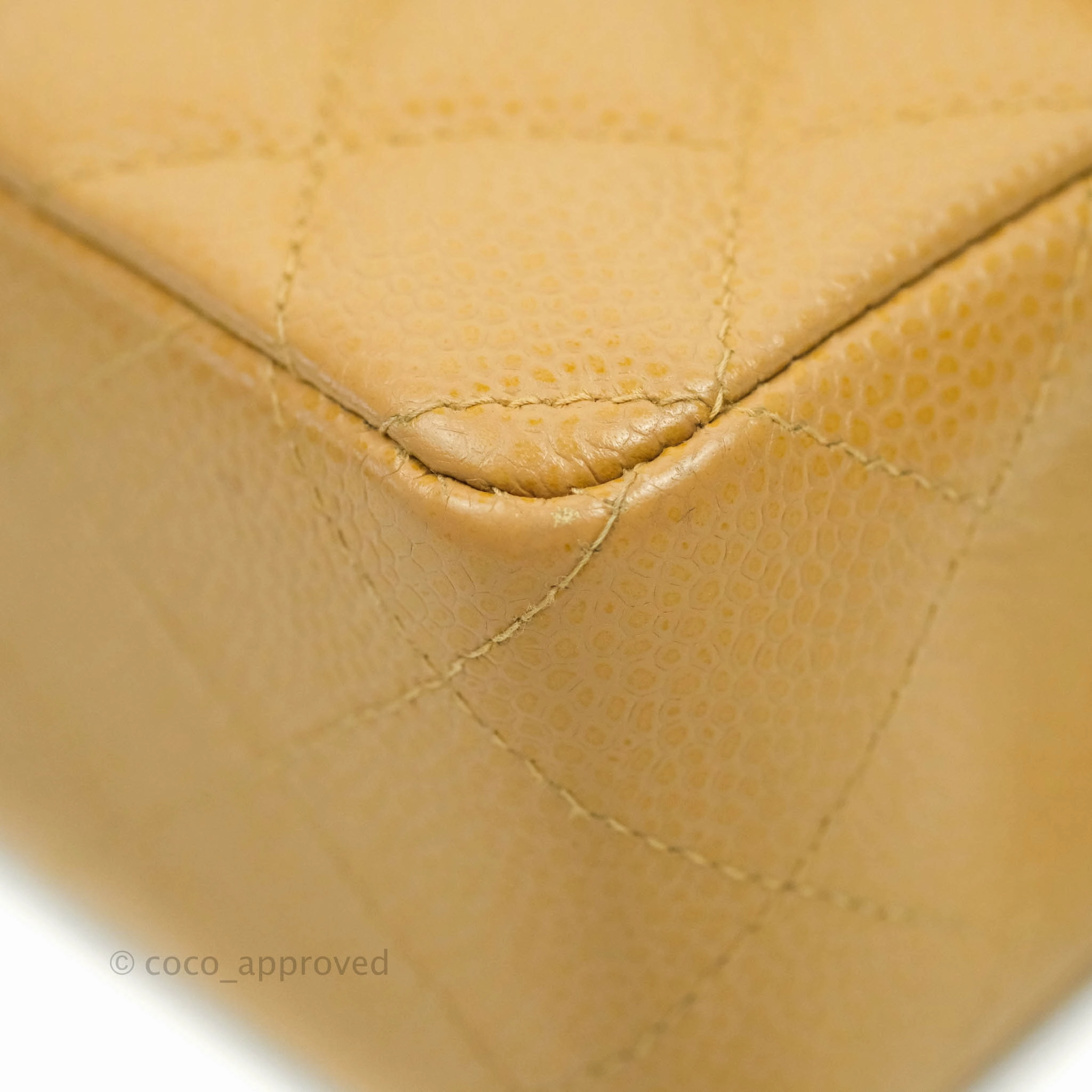 Chanel Vintage Quilted Mini Square Dark Beige Caviar 24K Gold Hardware