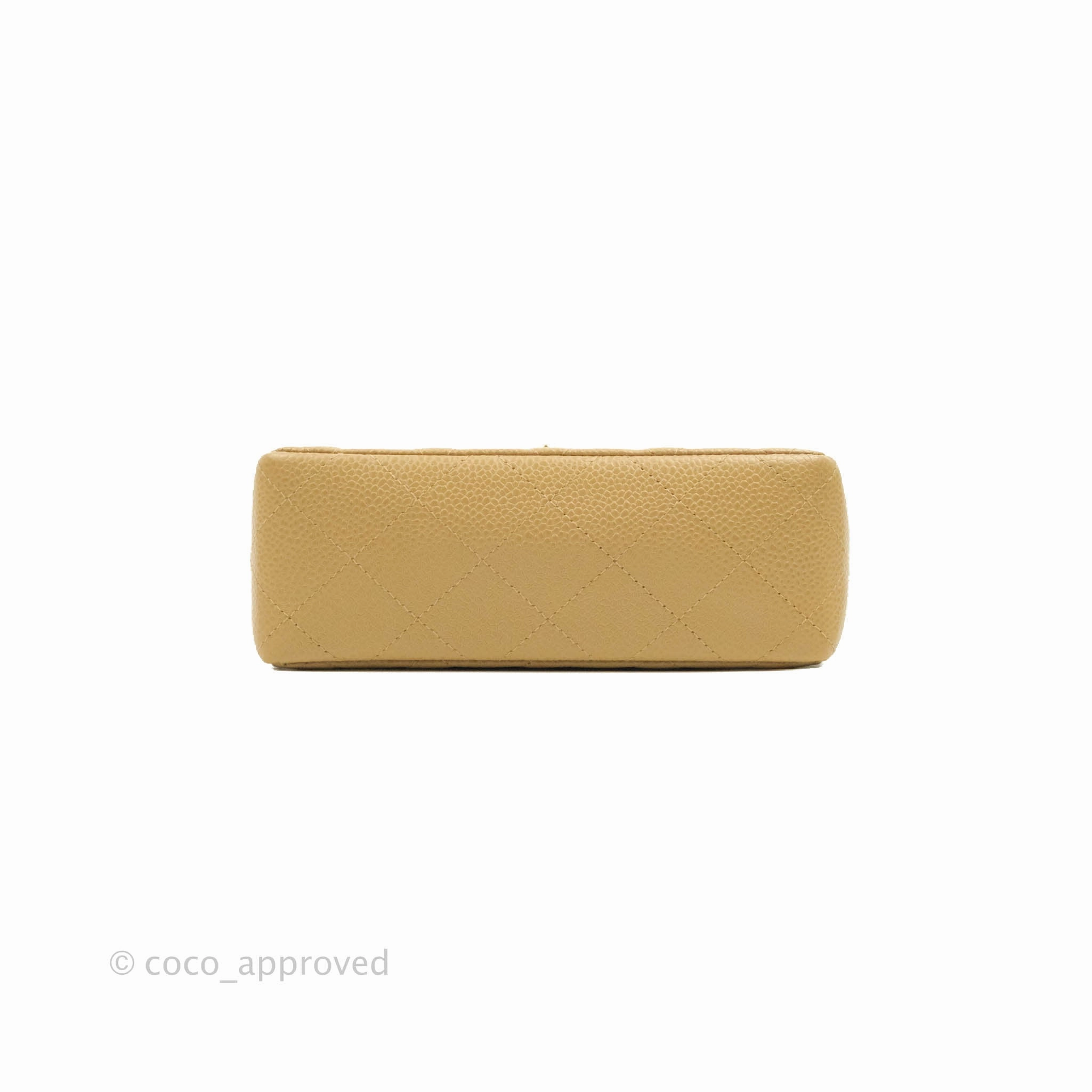 Chanel Vintage Quilted Mini Square Dark Beige Caviar 24K Gold Hardware