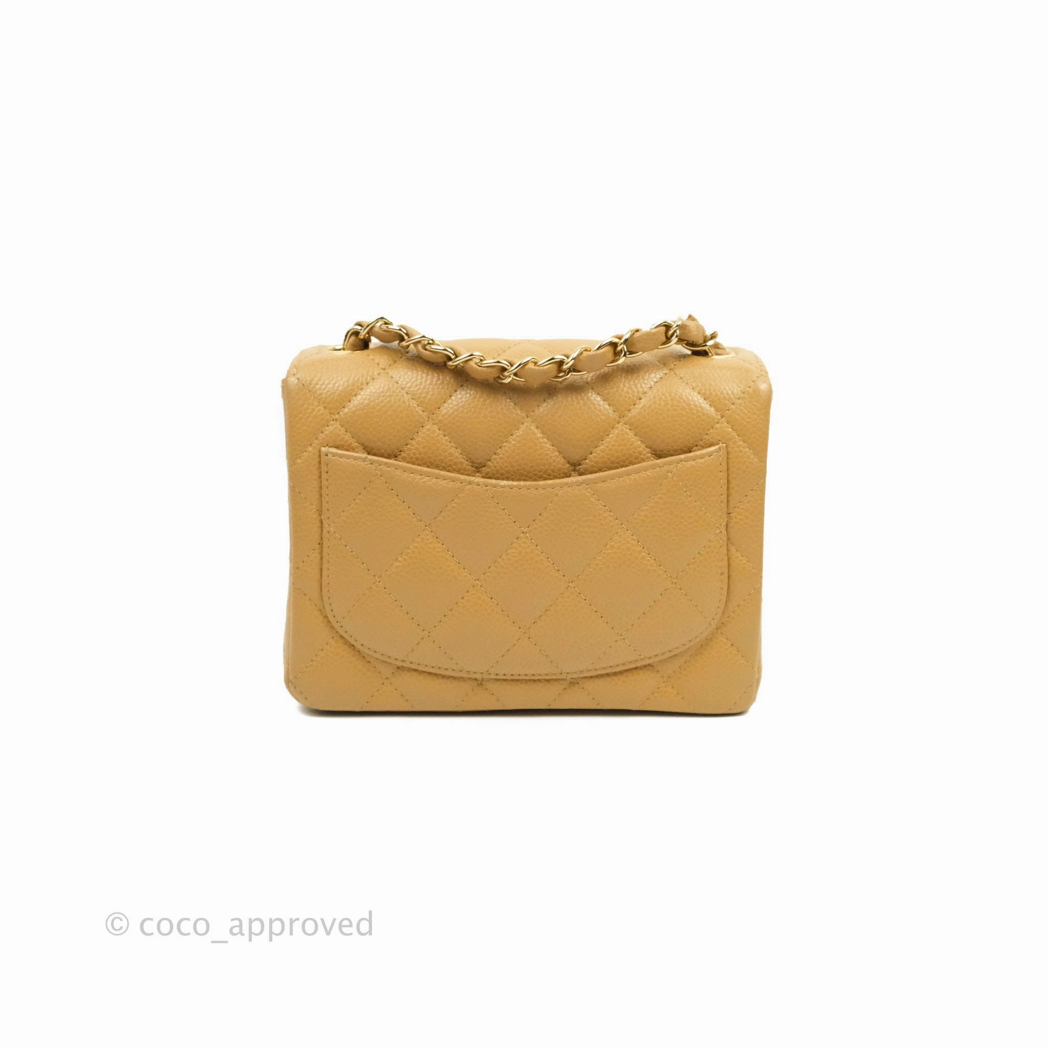 Chanel Vintage Quilted Mini Square Dark Beige Caviar 24K Gold Hardware