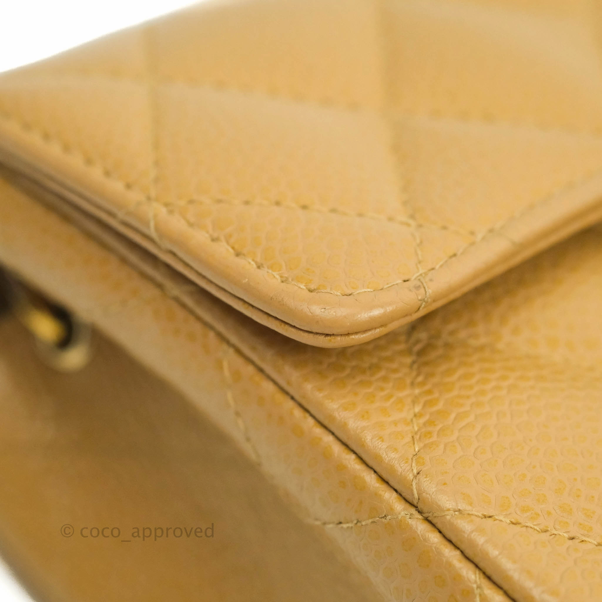 Chanel Vintage Quilted Mini Square Dark Beige Caviar 24K Gold Hardware