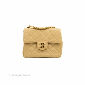 Chanel Vintage Quilted Mini Square Dark Beige Caviar 24K Gold Hardware
