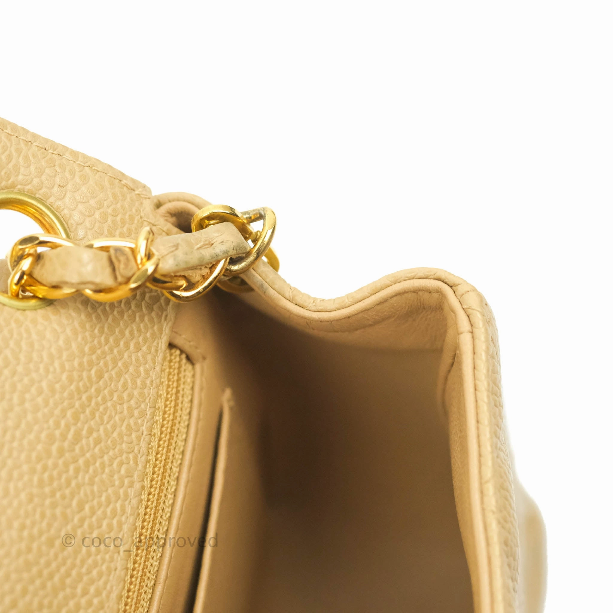 Chanel Vintage Quilted Mini Square Dark Beige Caviar 24K Gold Hardware