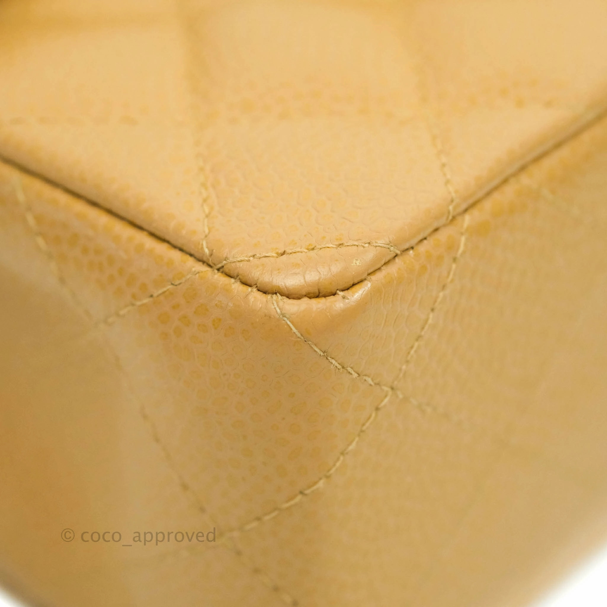 Chanel Vintage Quilted Mini Square Dark Beige Caviar 24K Gold Hardware