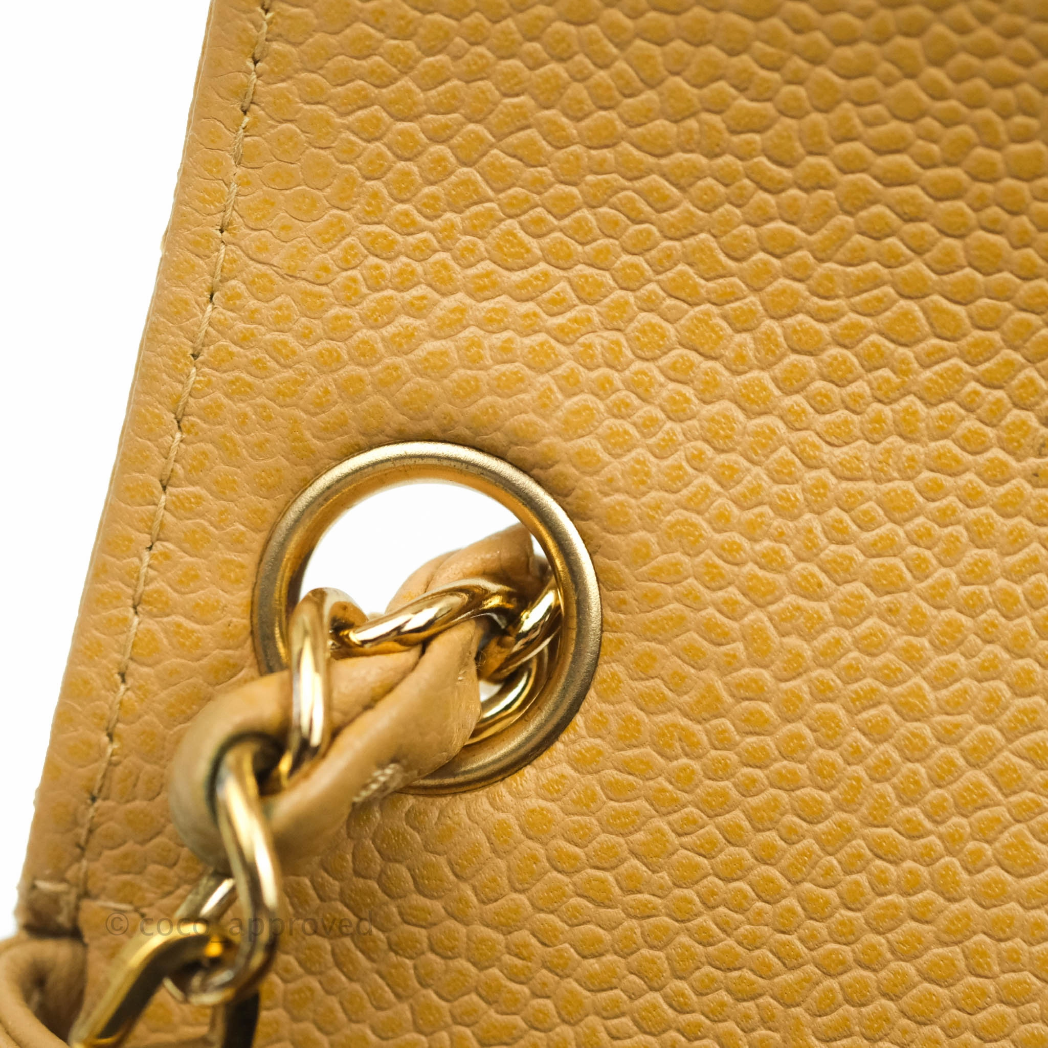 Chanel Vintage Quilted Mini Square Dark Beige Caviar 24K Gold Hardware