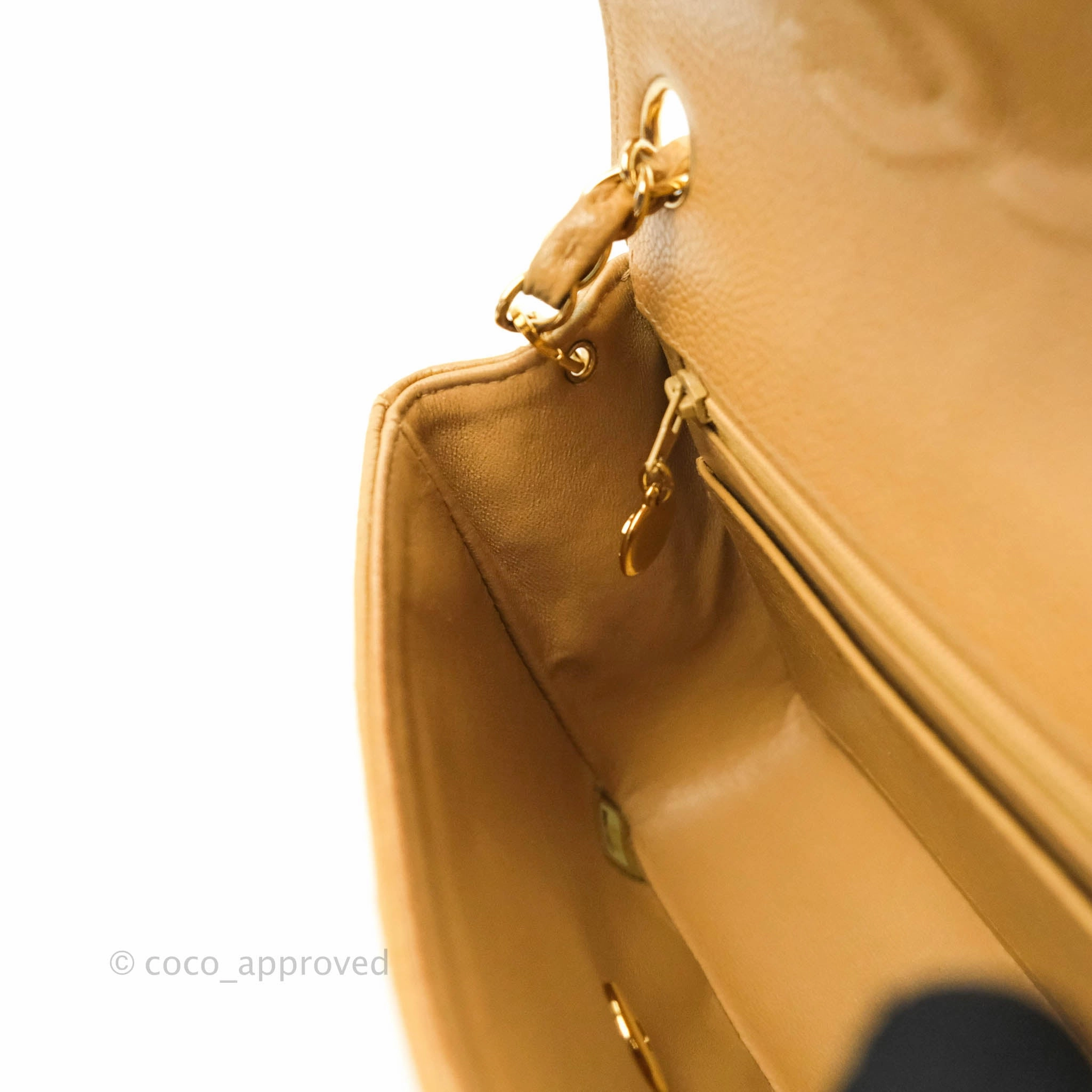 Chanel Vintage Quilted Mini Square Dark Beige Caviar 24K Gold Hardware