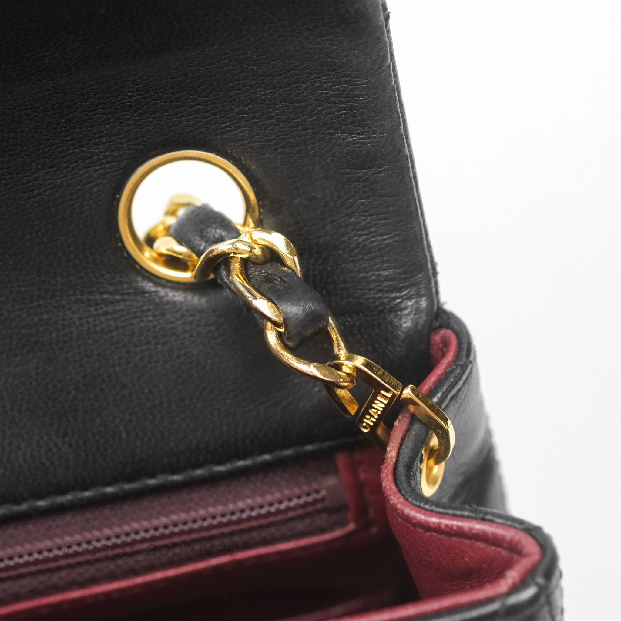 Chanel Vintage Square Flap Bag Black Lambskin 24K Gold Hardware
