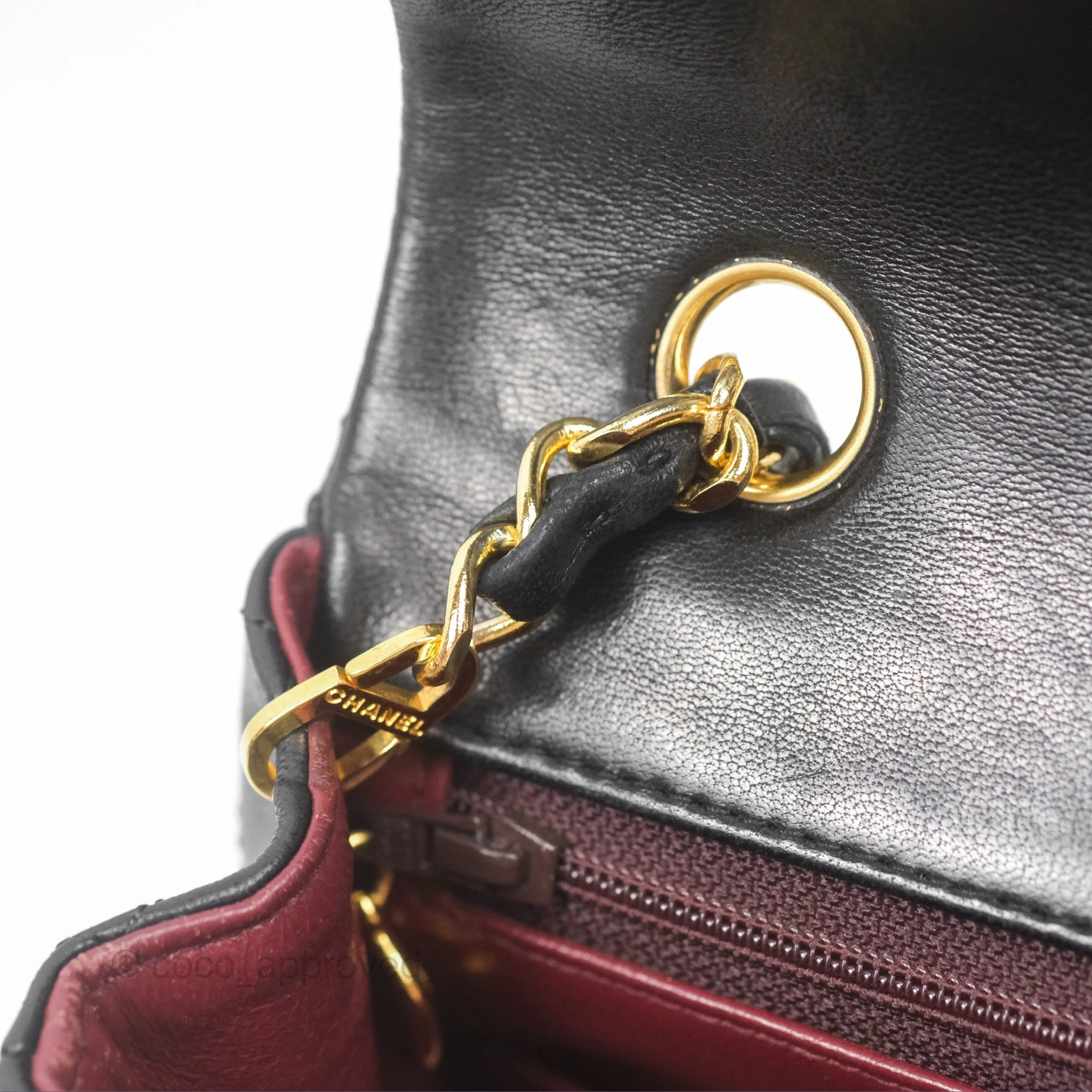 Chanel Vintage Square Flap Bag Black Lambskin 24K Gold Hardware