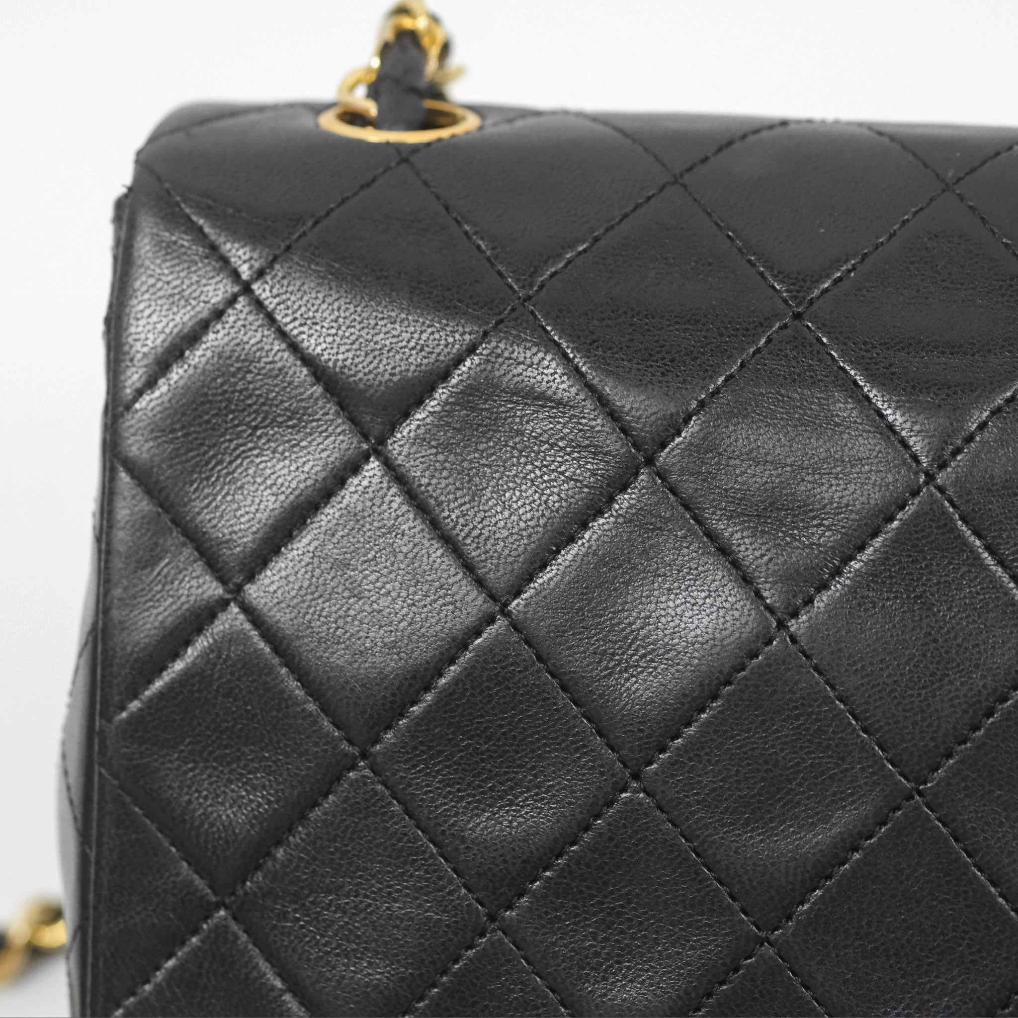 Chanel Vintage Square Flap Bag Black Lambskin 24K Gold Hardware