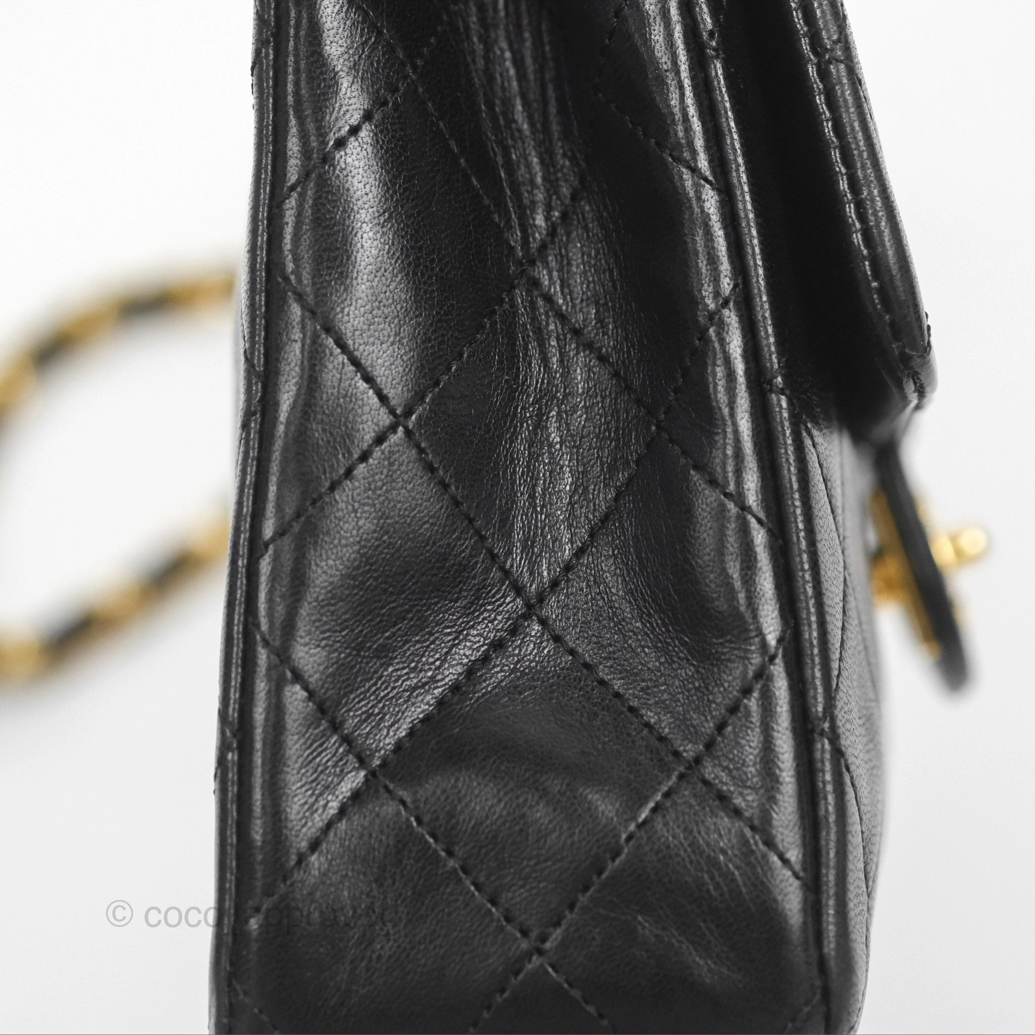Chanel Vintage Square Flap Bag Black Lambskin 24K Gold Hardware