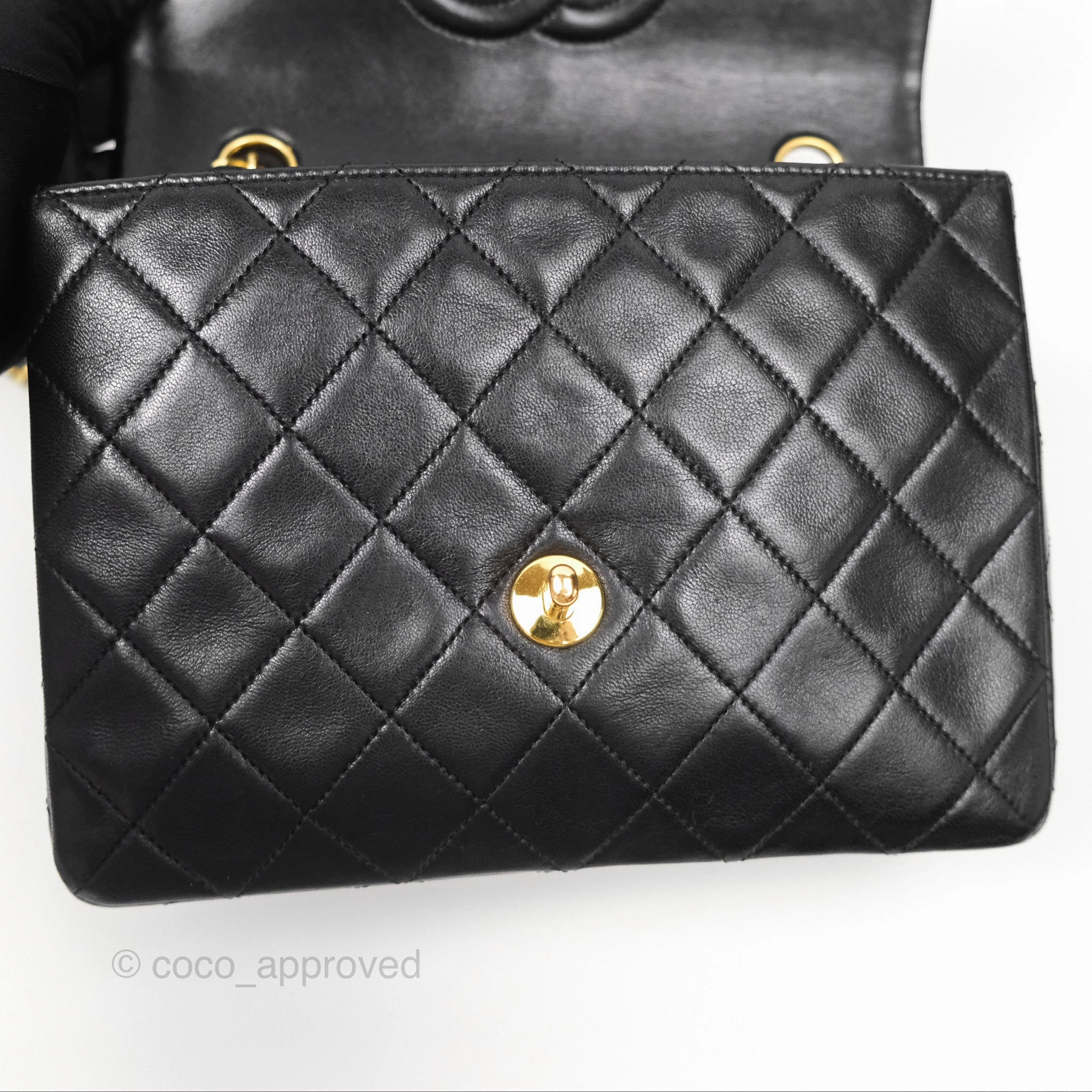 Chanel Vintage Square Flap Bag Black Lambskin 24K Gold Hardware