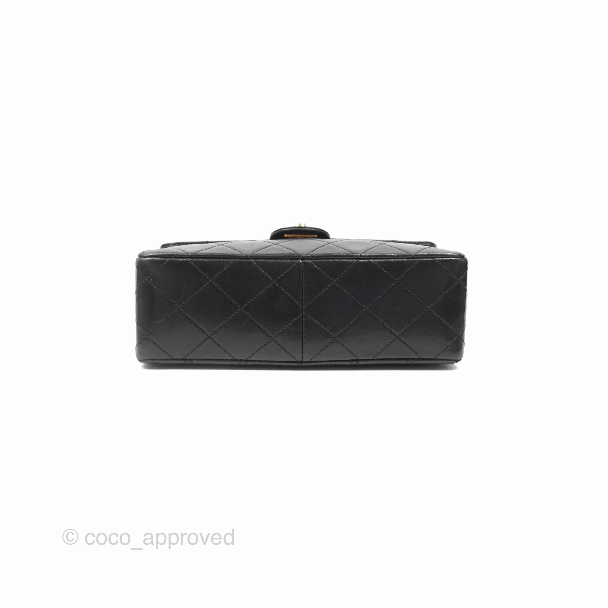 Chanel Vintage Square Flap Bag Black Lambskin 24K Gold Hardware