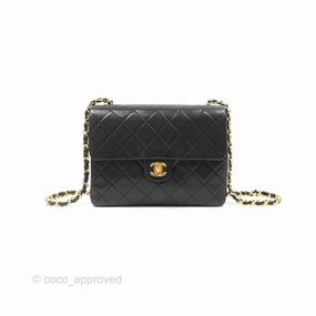 Chanel Vintage Square Flap Bag Black Lambskin 24K Gold Hardware