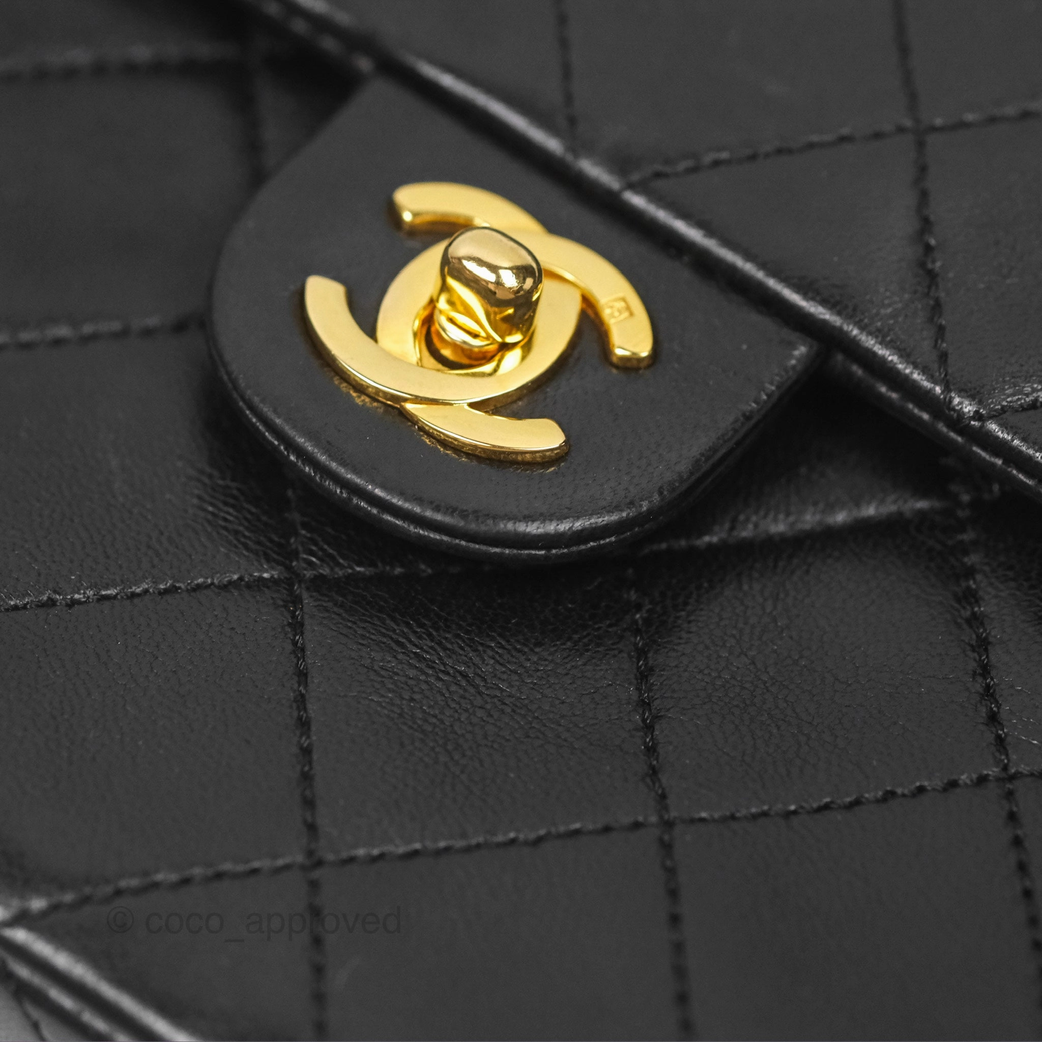 Chanel Vintage Square Flap Bag Black Lambskin 24K Gold Hardware