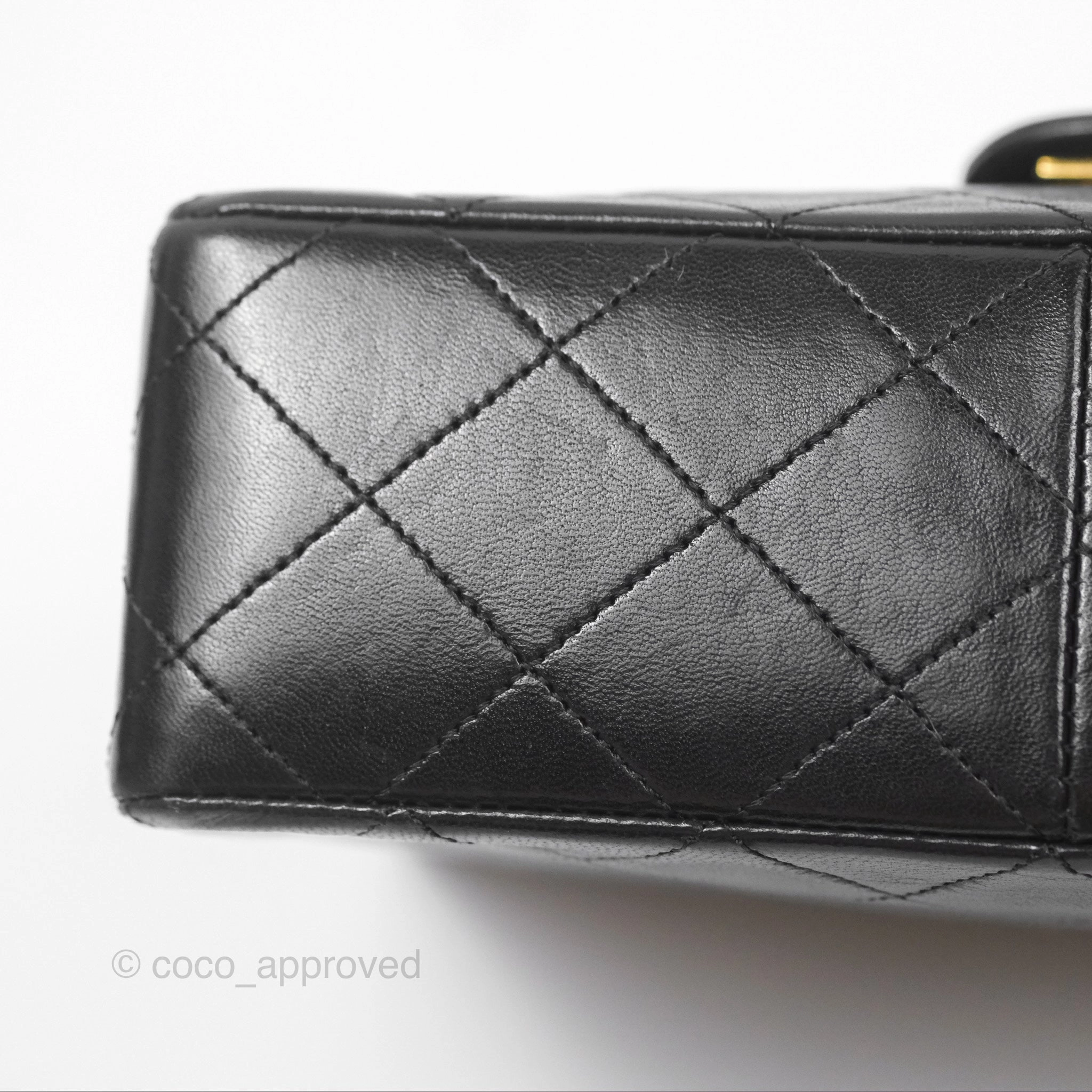Chanel Vintage Square Flap Bag Black Lambskin 24K Gold Hardware