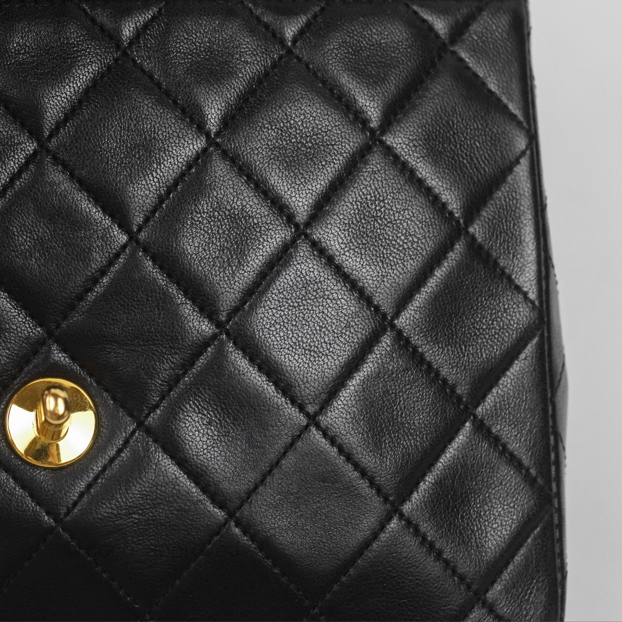 Chanel Vintage Square Flap Bag Black Lambskin 24K Gold Hardware