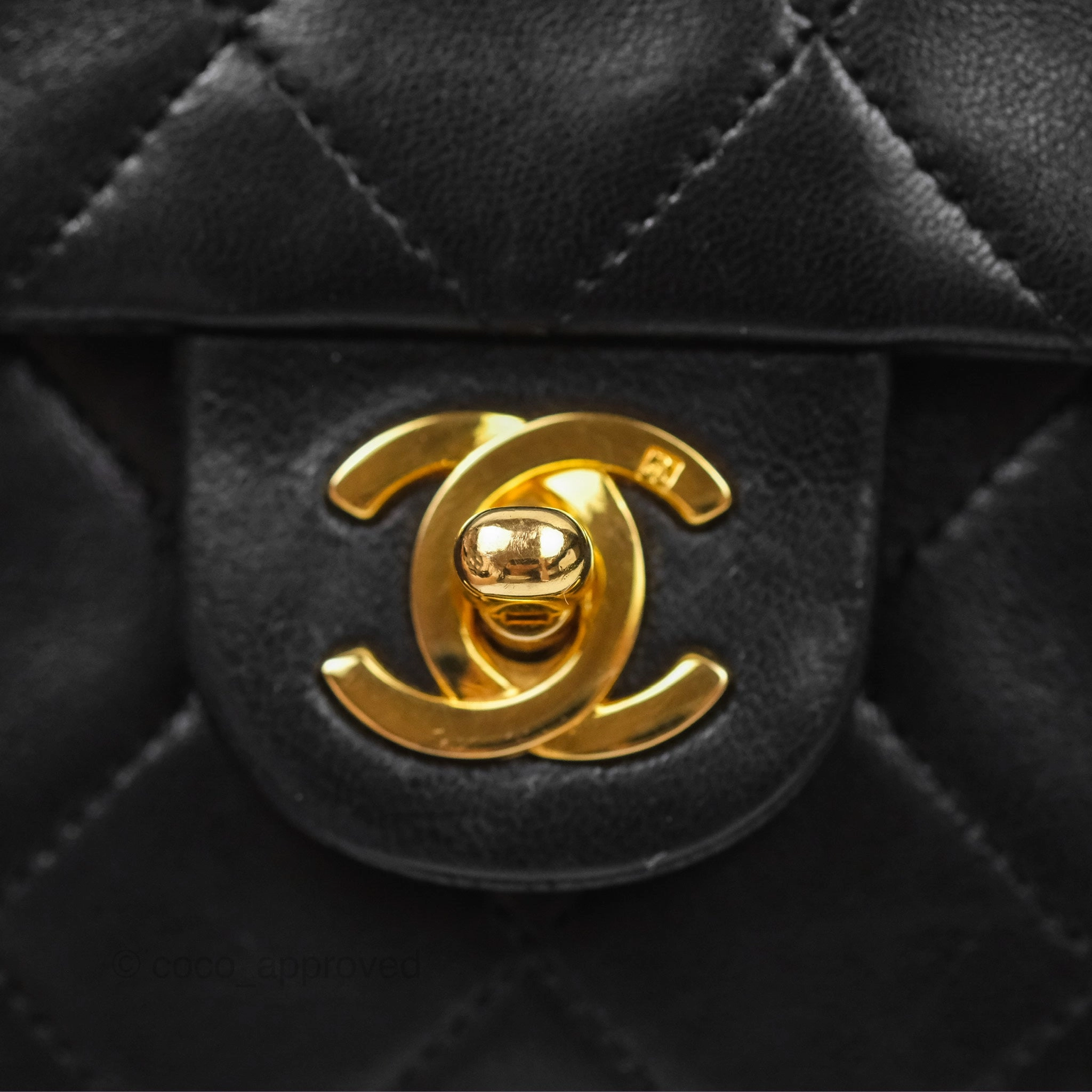 Chanel Vintage Square Flap Bag Black Lambskin 24K Gold Hardware
