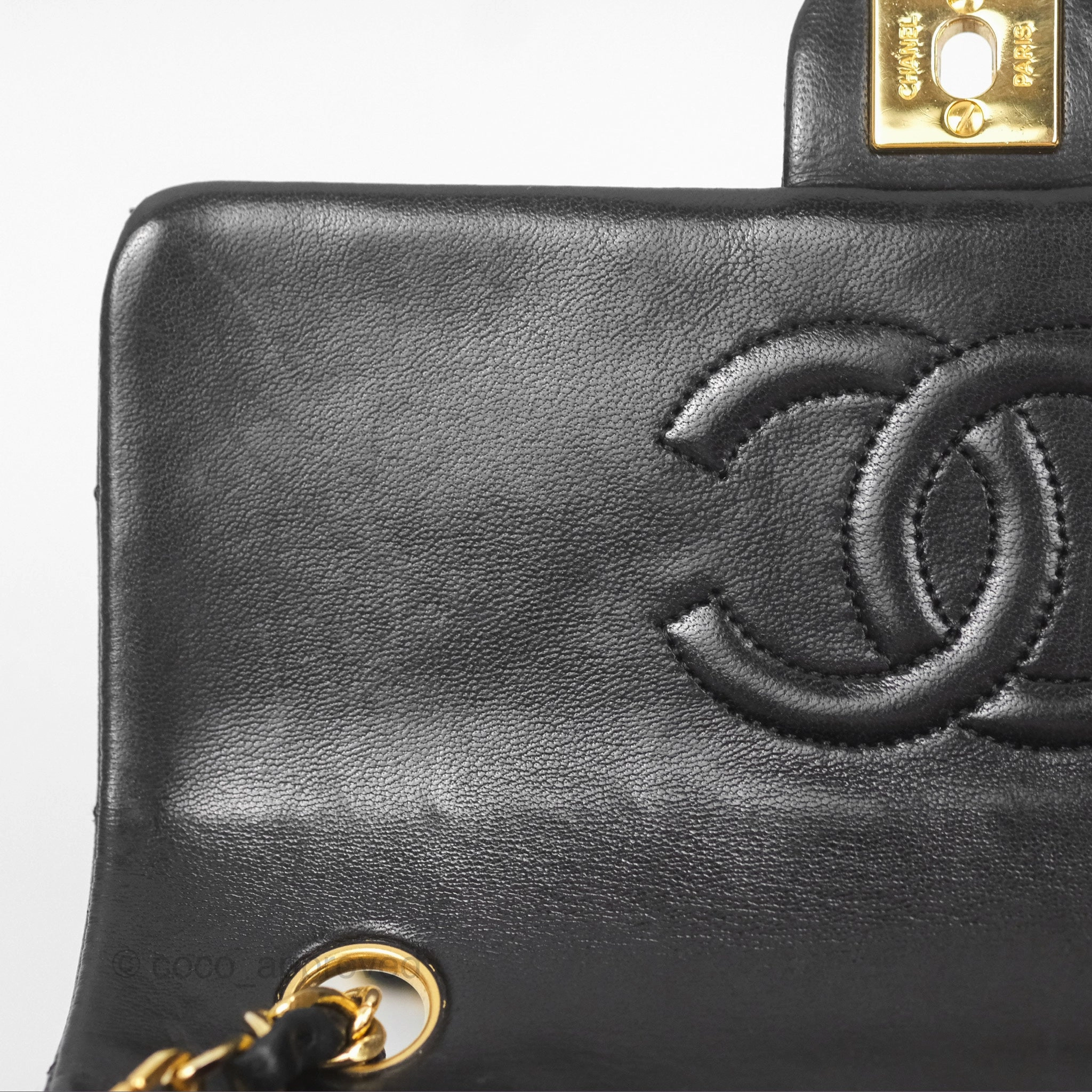 Chanel Vintage Square Flap Bag Black Lambskin 24K Gold Hardware