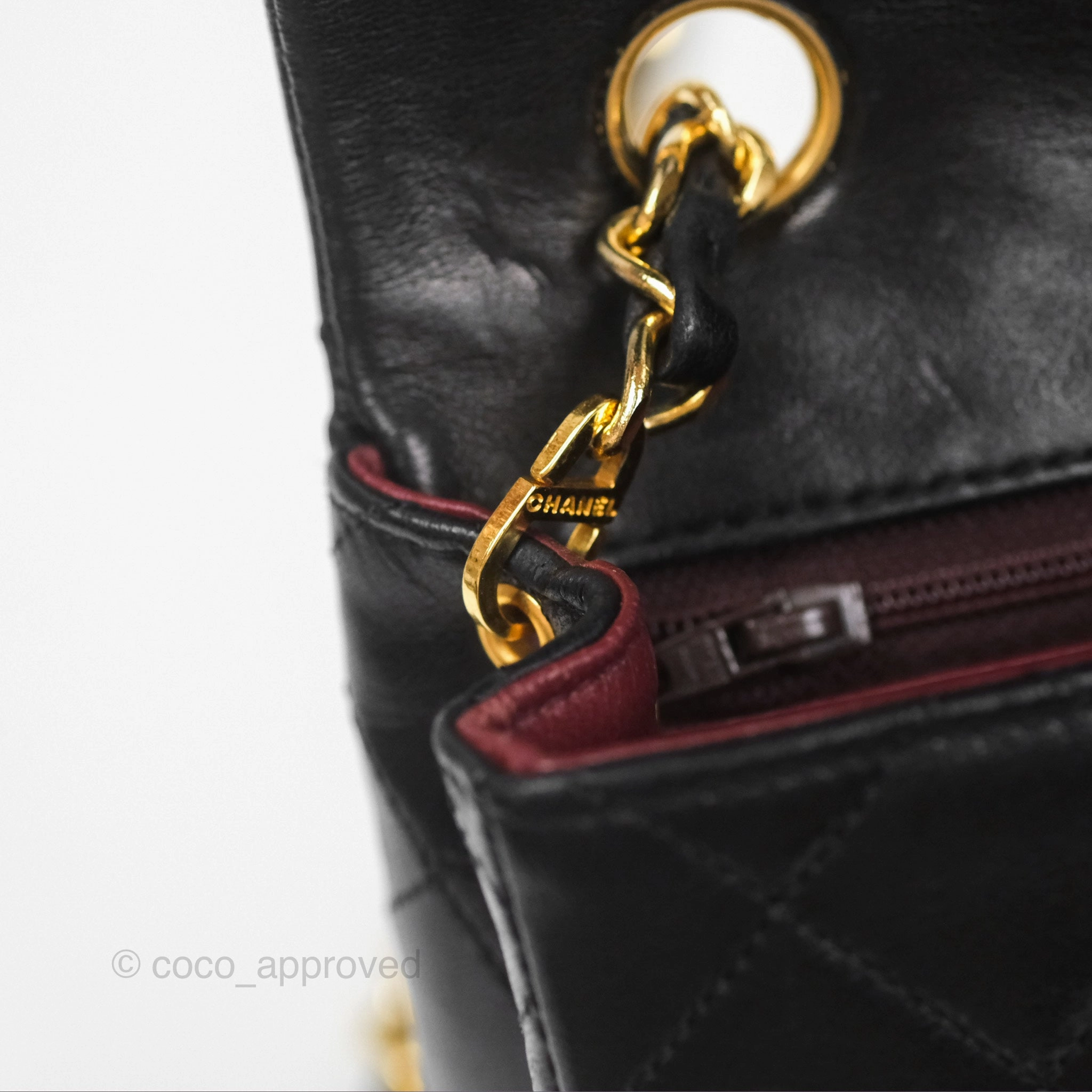 Chanel Vintage Square Flap Bag Black Lambskin 24K Gold Hardware