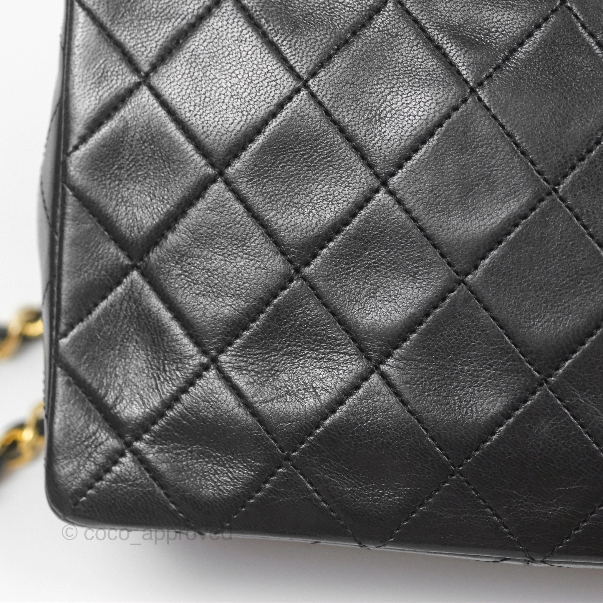 Chanel Vintage Square Flap Bag Black Lambskin 24K Gold Hardware
