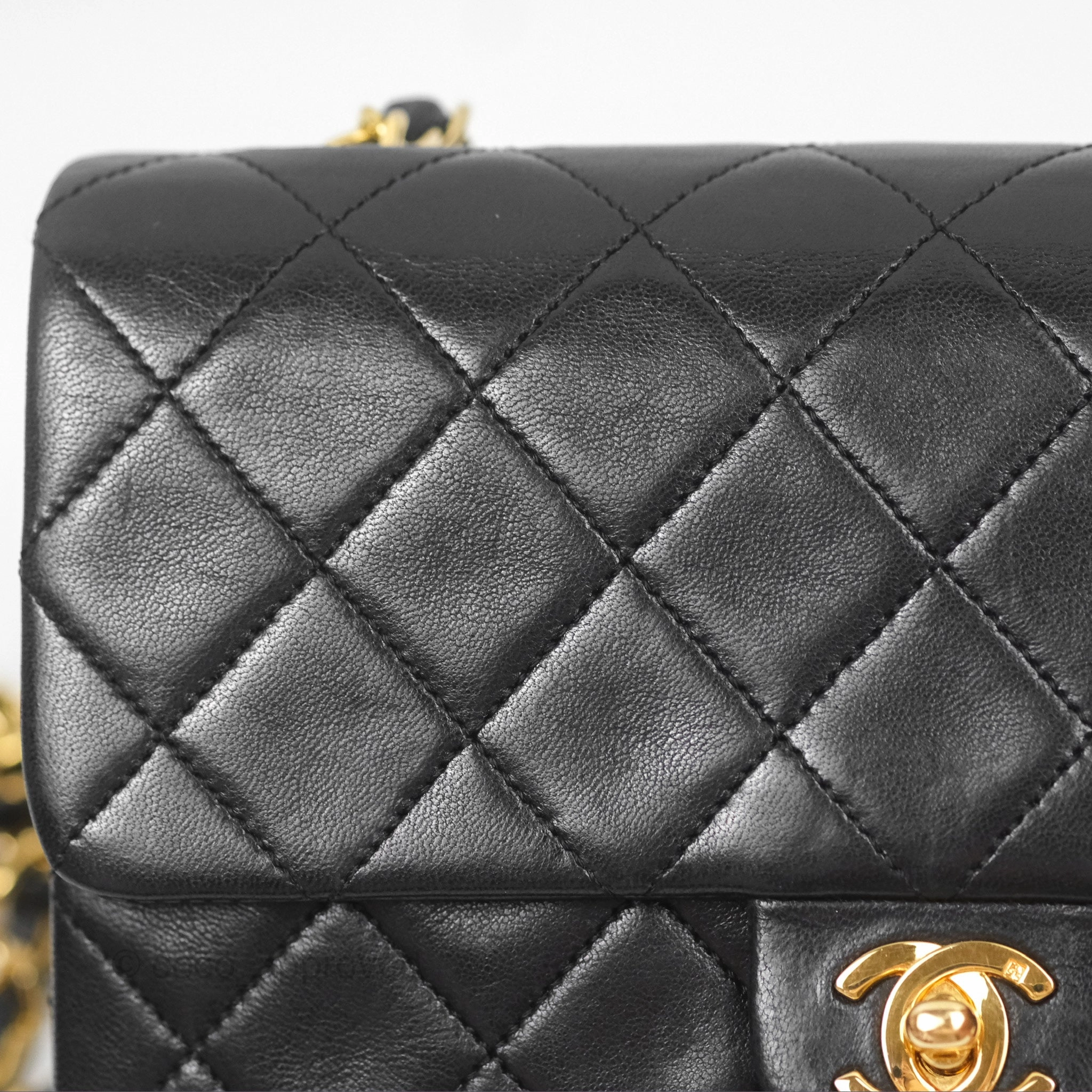 Chanel Vintage Square Flap Bag Black Lambskin 24K Gold Hardware